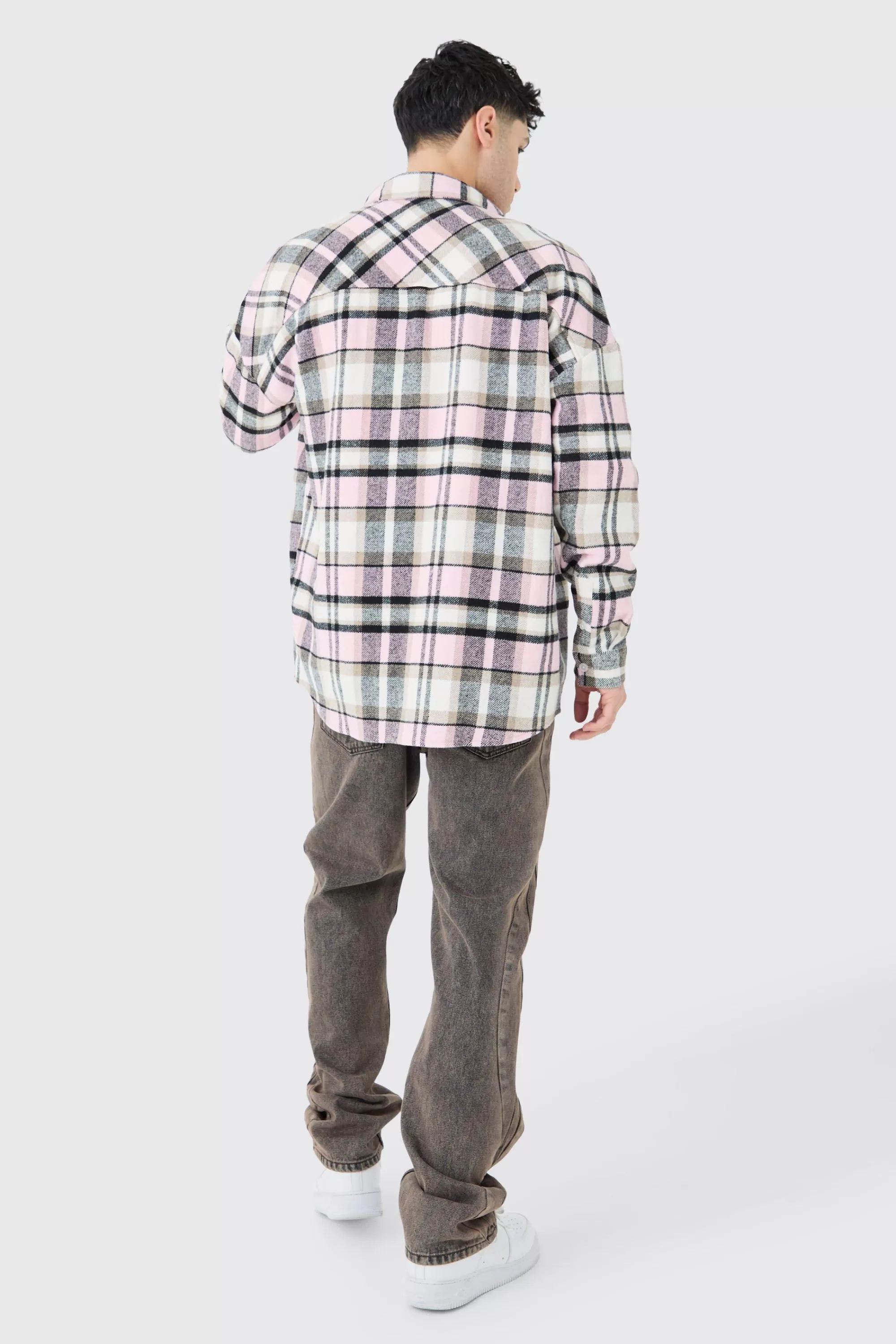 boohooMAN Oversized Heavy Weight Check Overshirt | UK