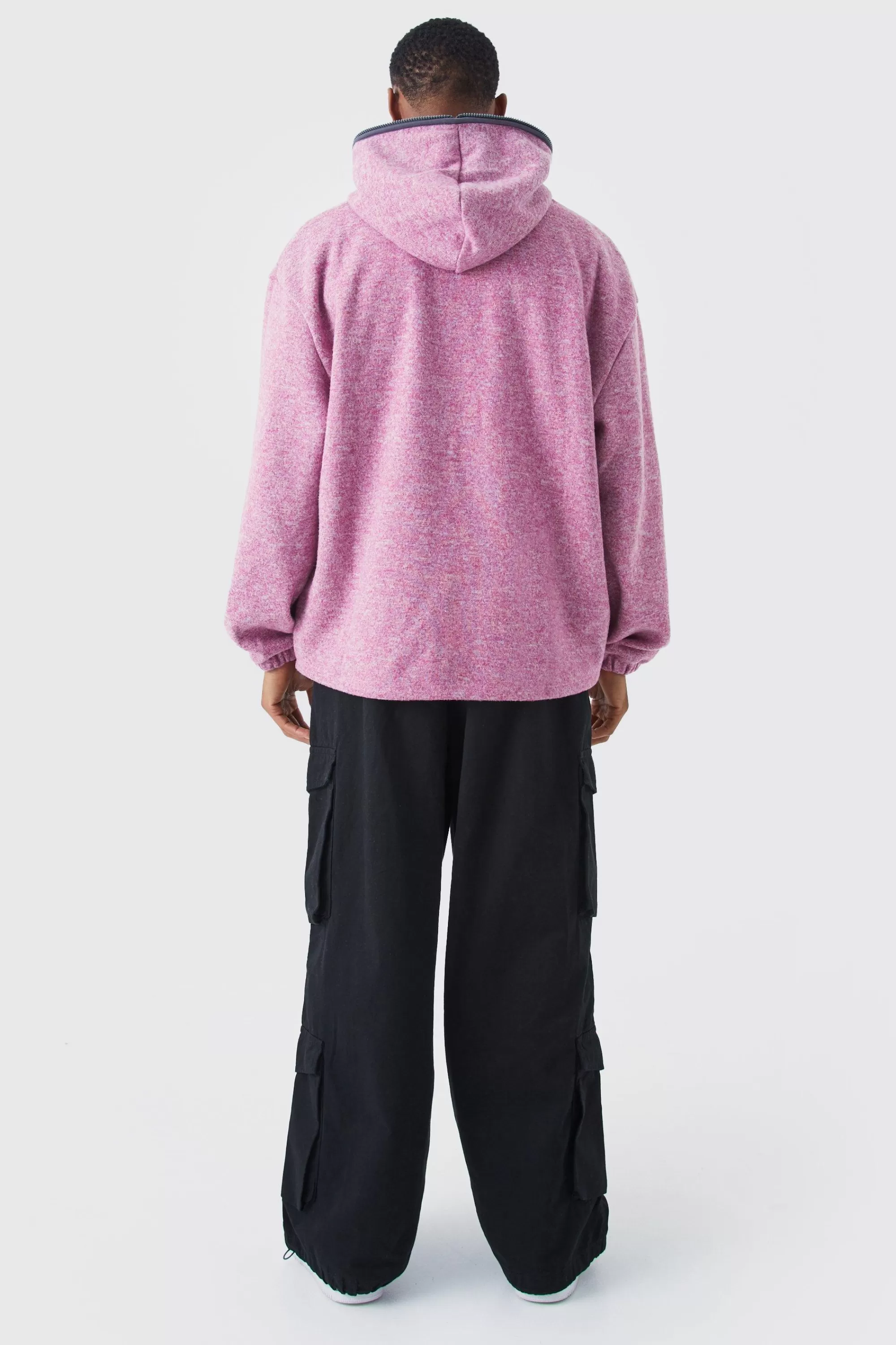 boohooMAN Oversized Heavyweight Brushed Zip Up Hoodie | UK