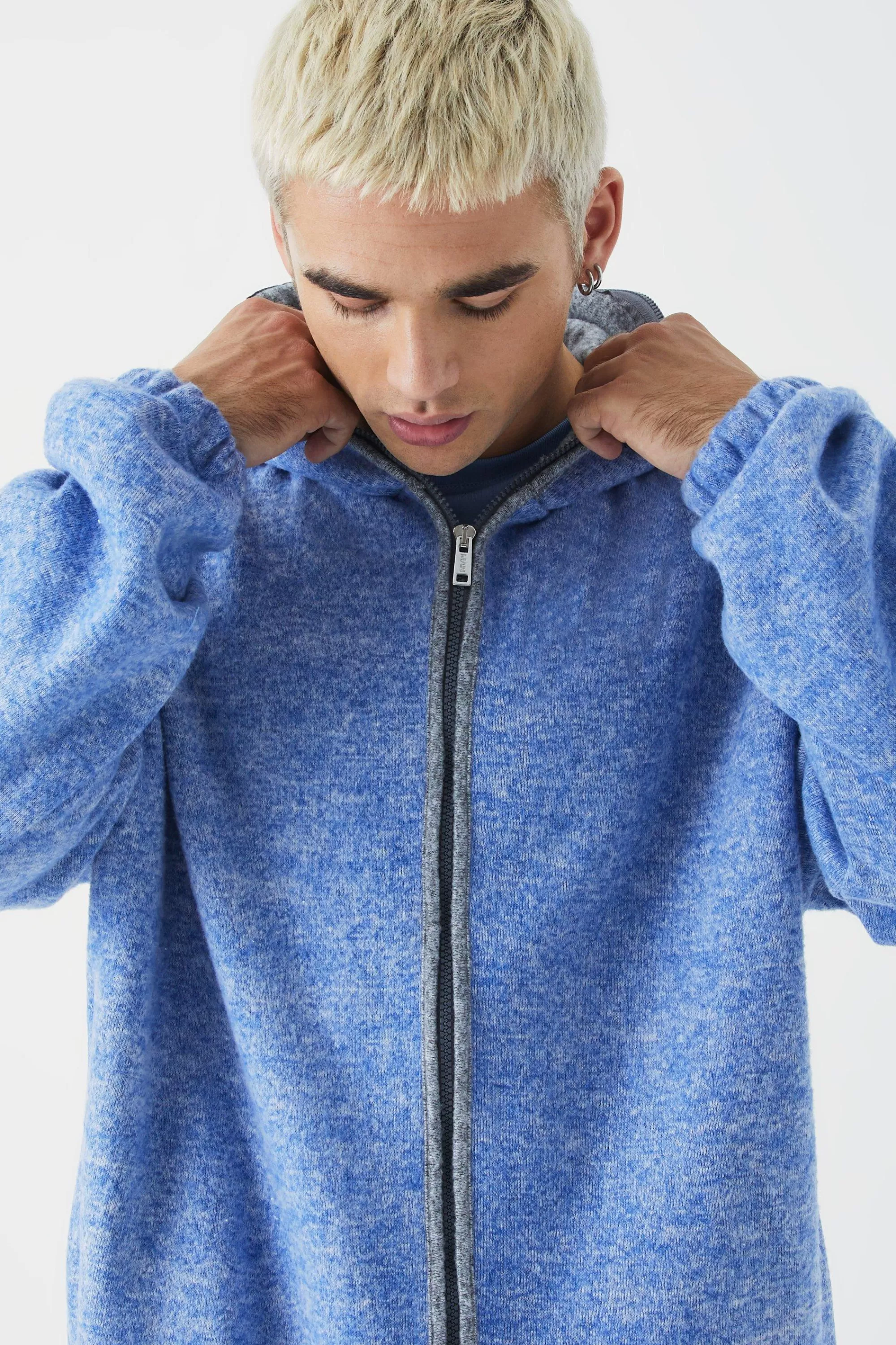 boohooMAN Oversized Heavyweight Brushed Zip Up Hoodie | UK