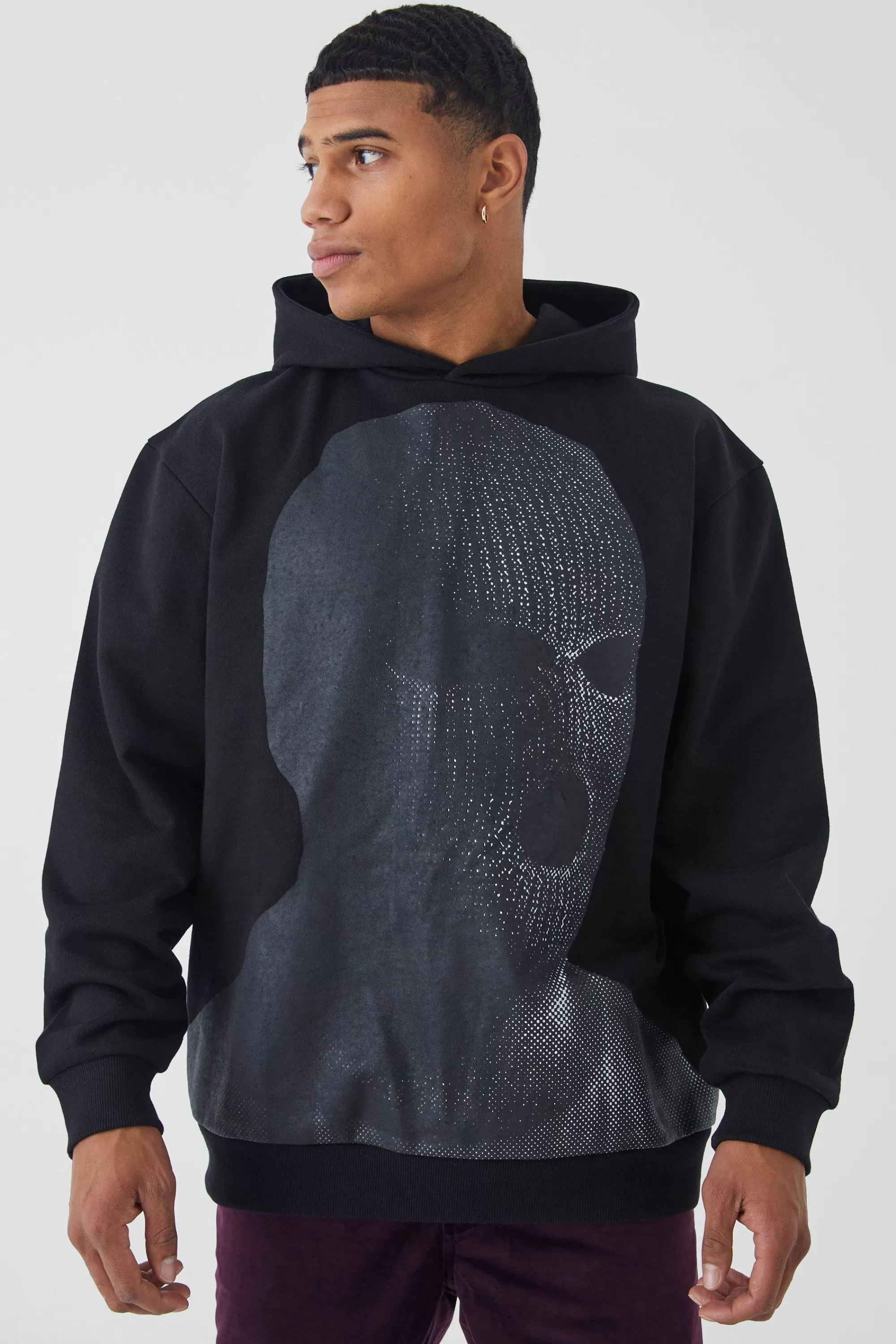 boohooMAN Oversized Heavyweight Loopback Graphic Hoodie | UK
