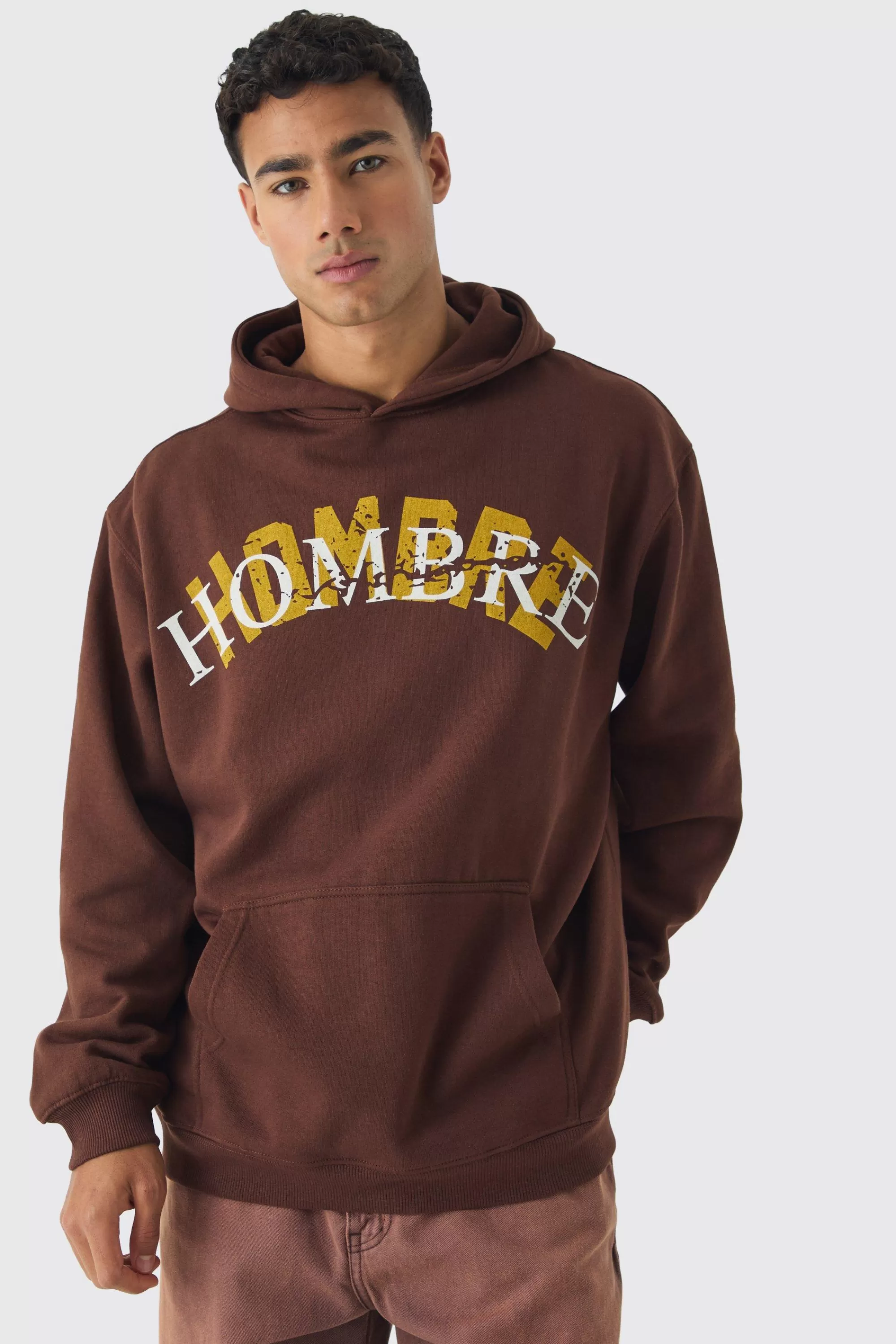 boohooMAN Oversized Hombre Eagle Printed Hoodie | UK