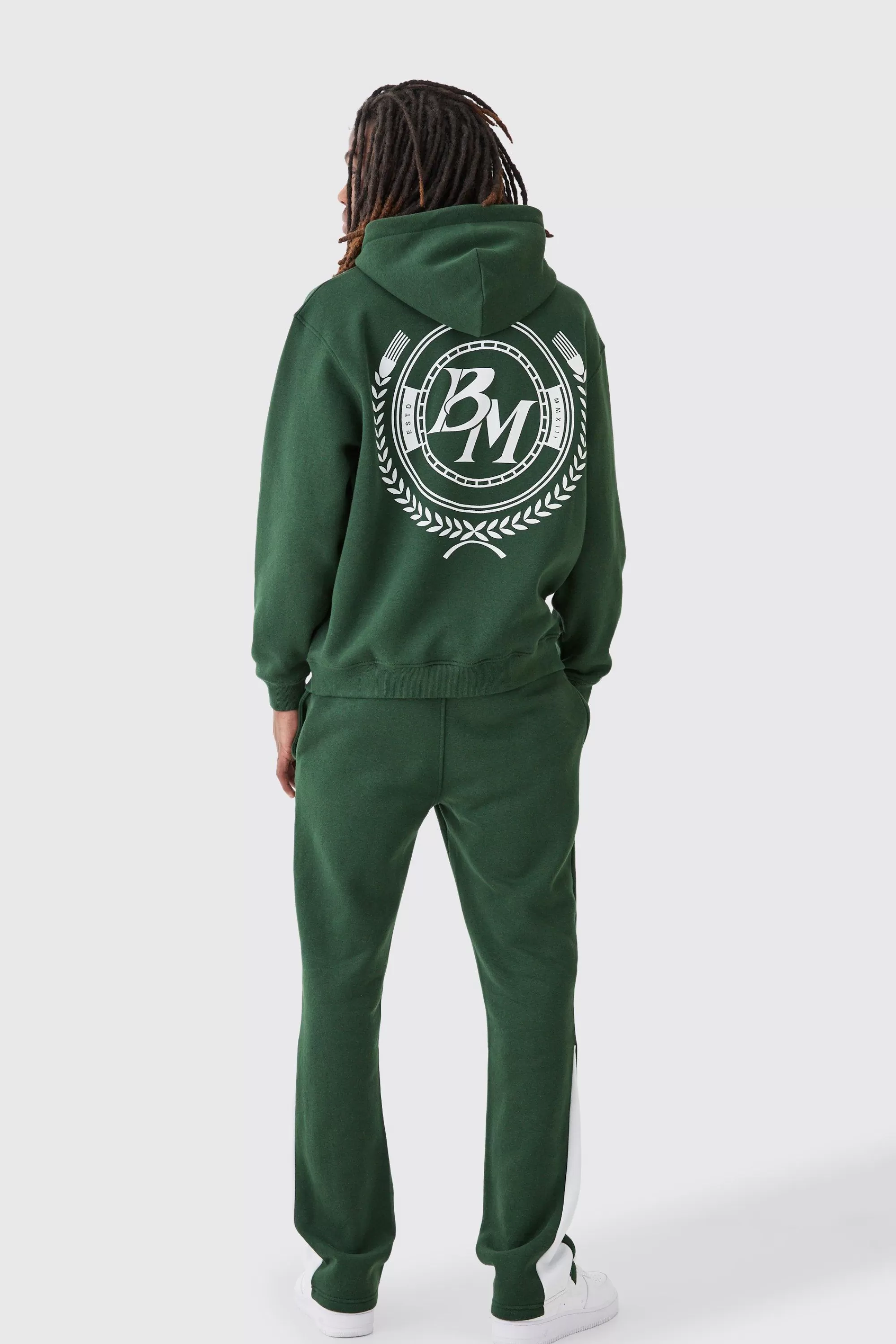 boohooMAN Oversized Homme Bm Printed Hooded Tracksuit | UK