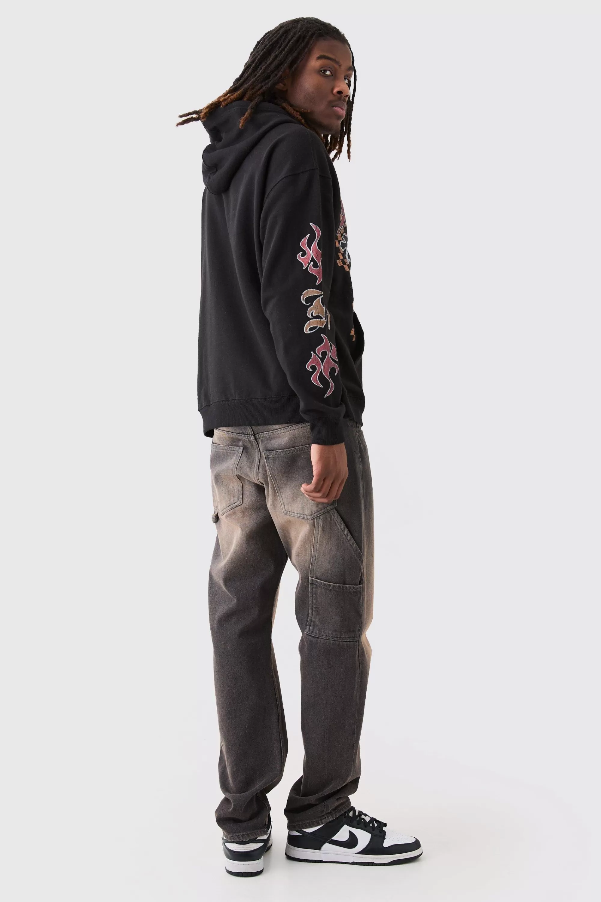 boohooMAN Oversized Homme Cross Graphic Hoodie | UK