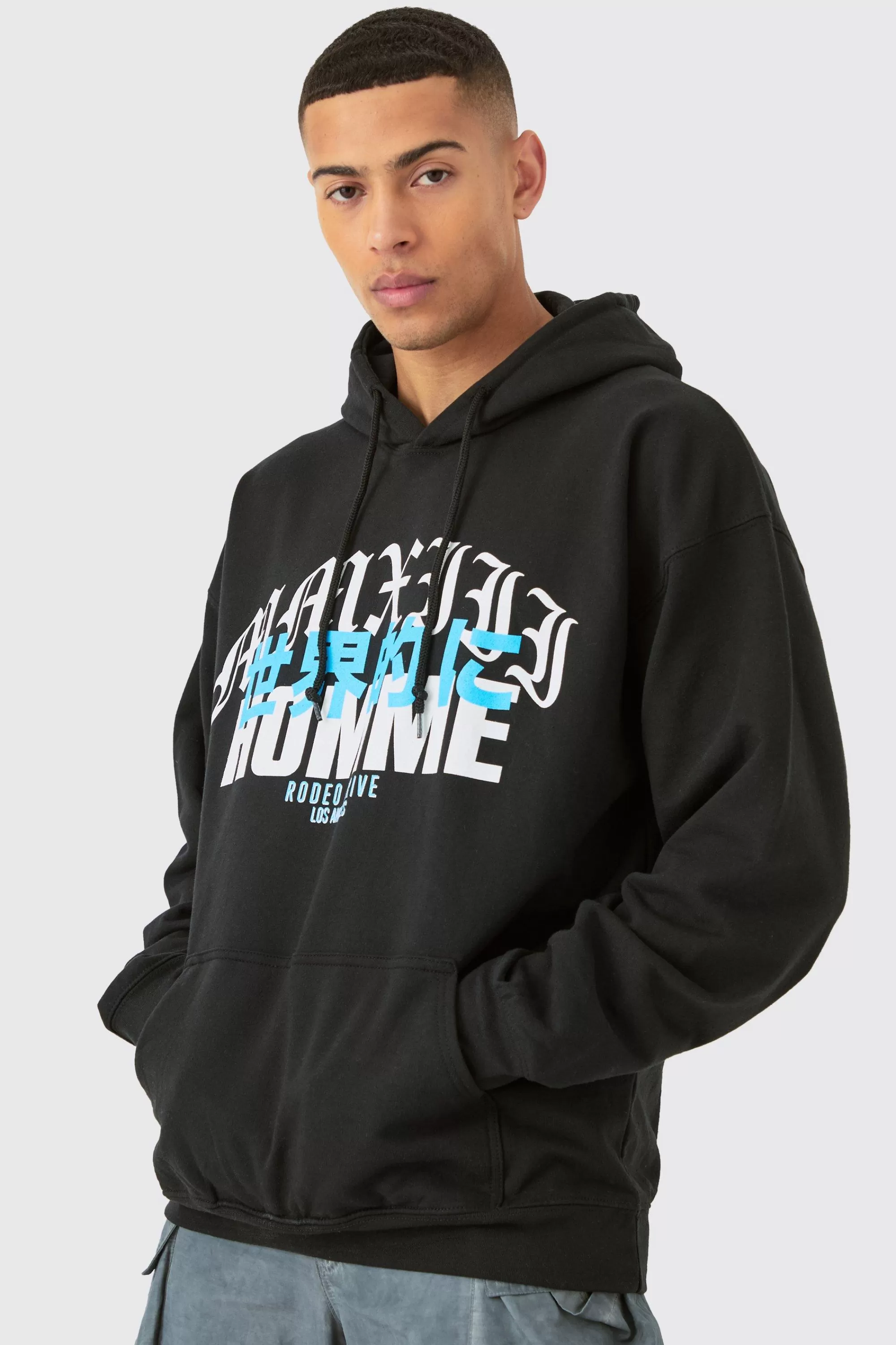 boohooMAN Oversized Homme Graphic Hoodie | UK