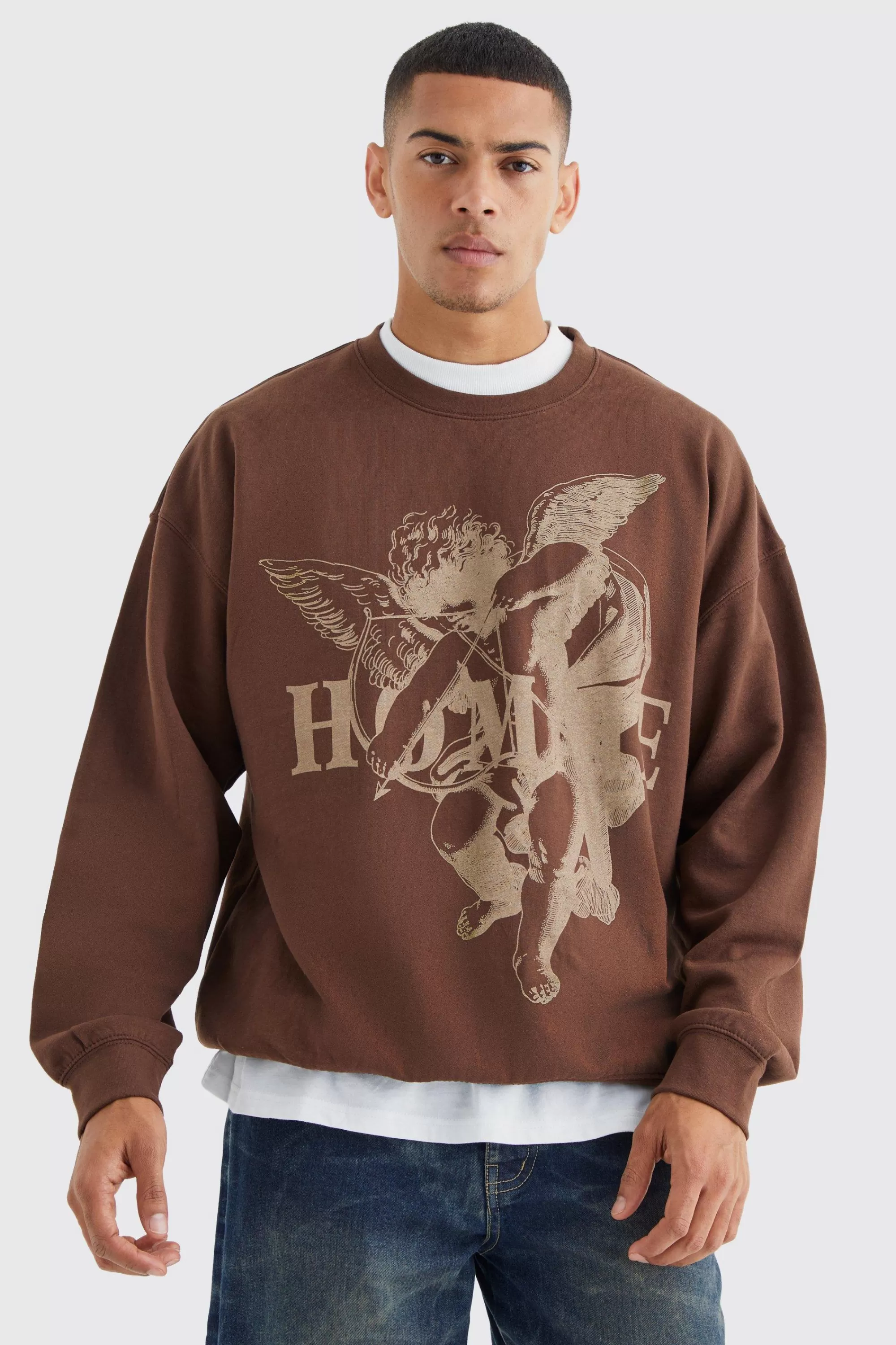 boohooMAN Oversized Homme Graphic Sweatshirt | UK