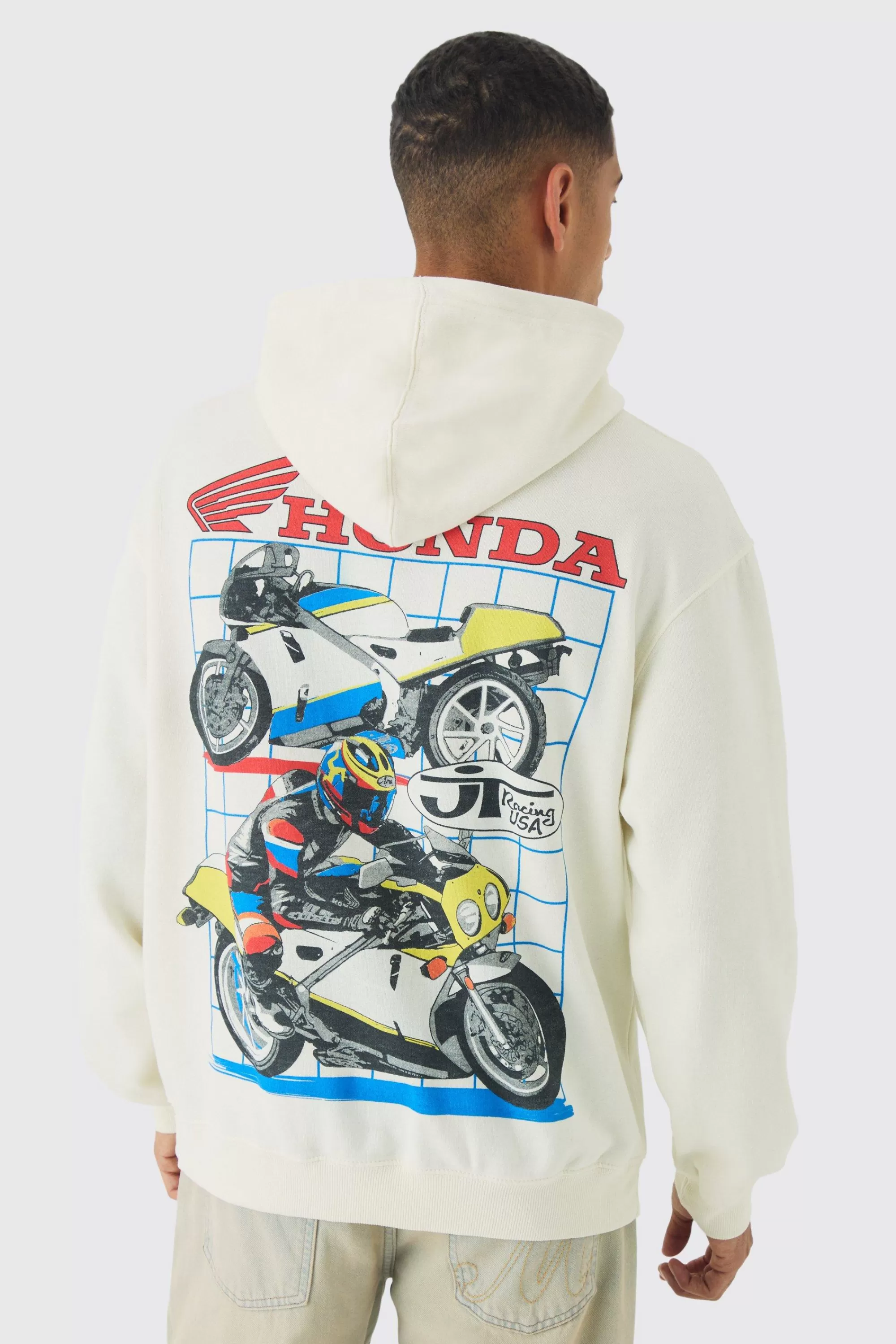 boohooMAN Oversized Honda JT Racing License Print Hoodie | UK