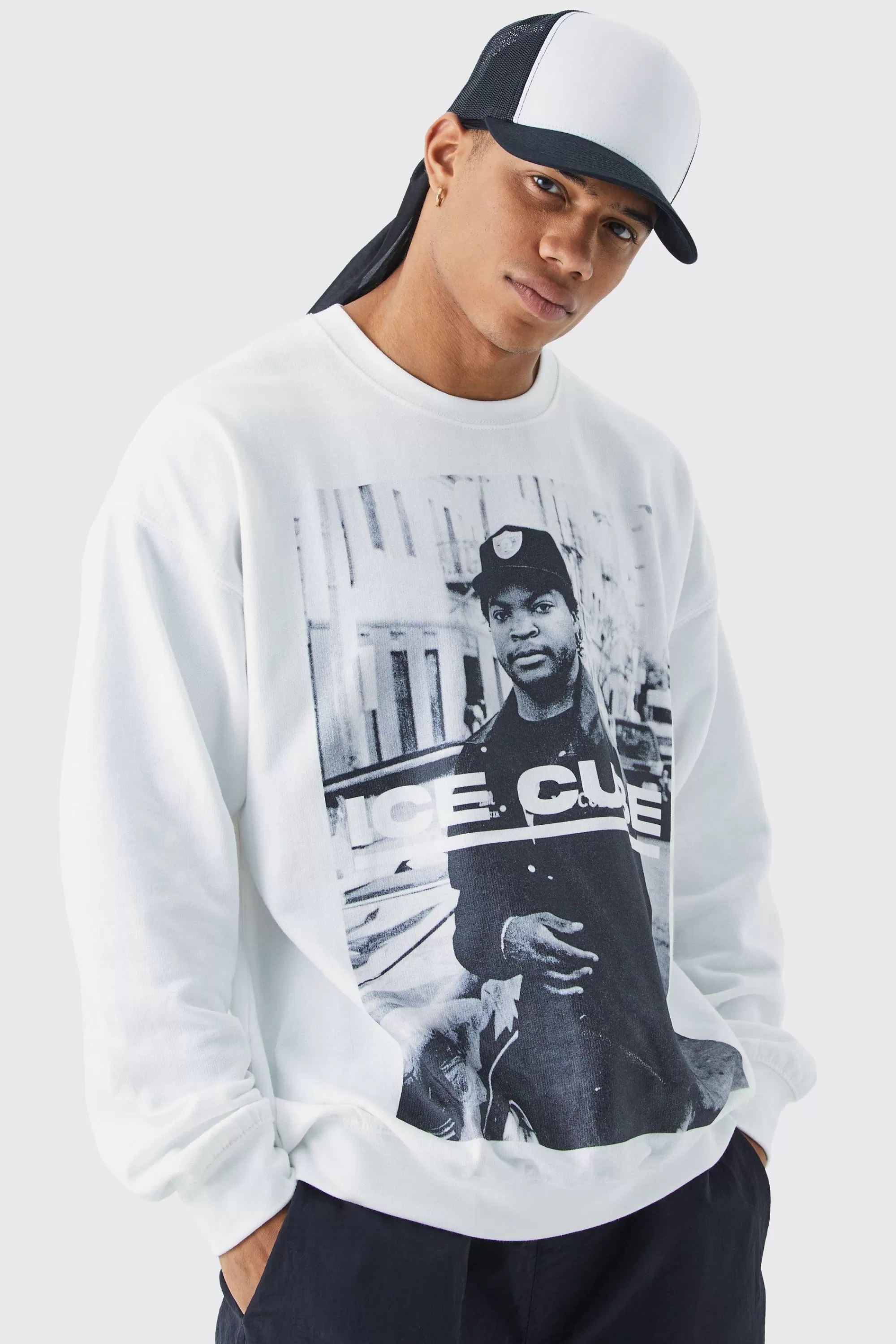 boohooMAN Oversized Ice Cube License Sweat | UK