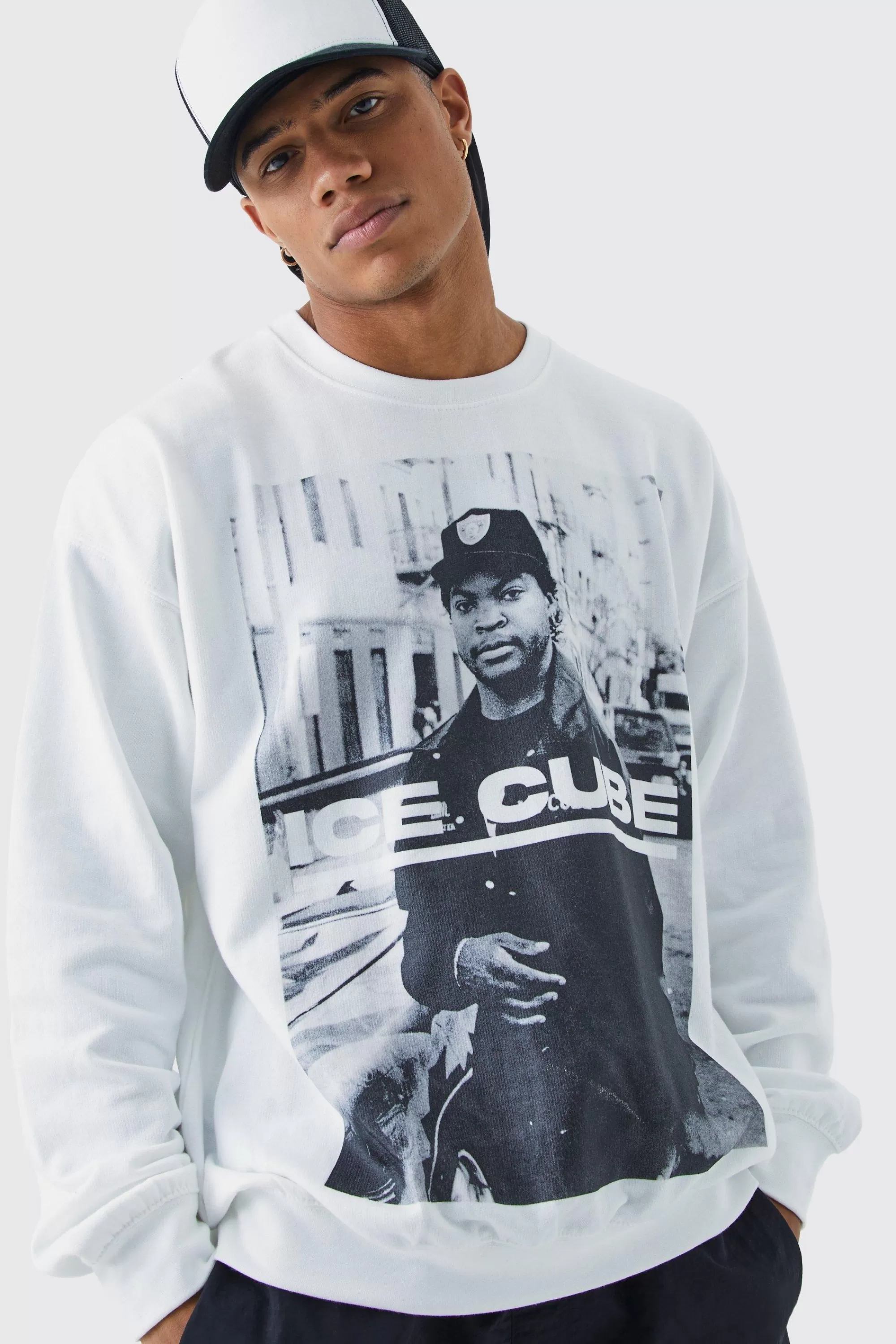 boohooMAN Oversized Ice Cube License Sweat | UK