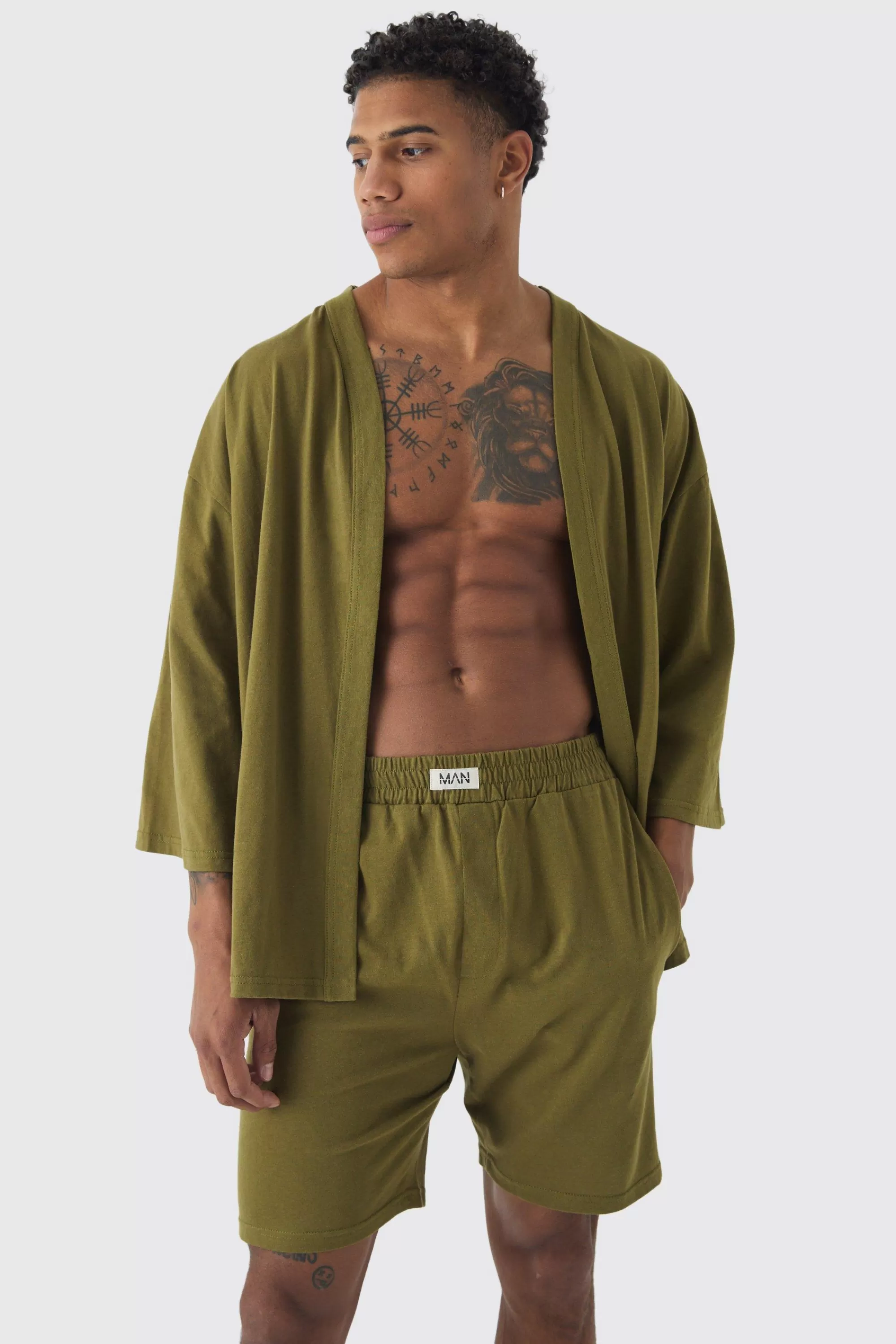 boohooMAN Oversized Kimono & Short Set | UK