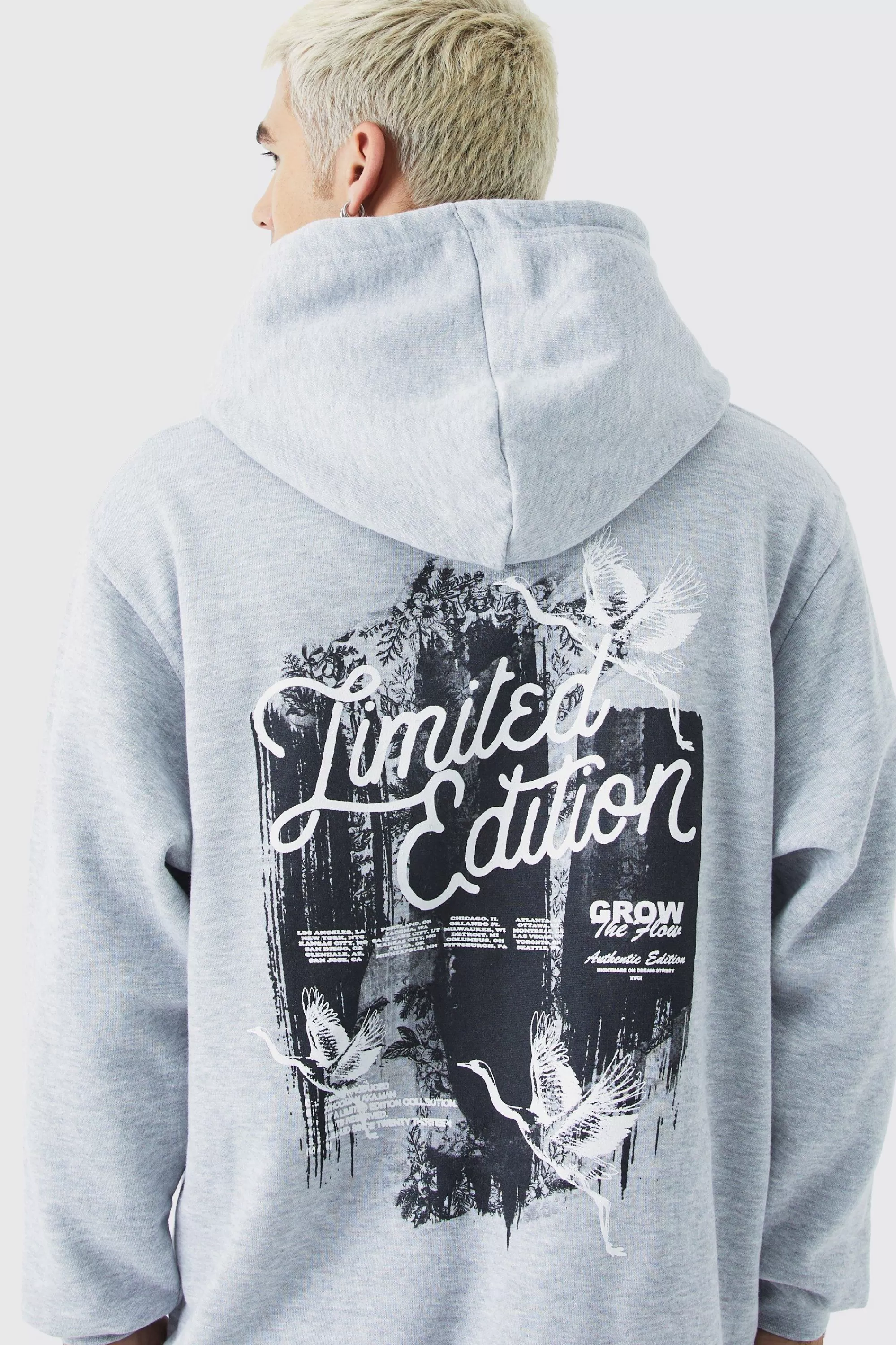 boohooMAN Oversized Limited Edition Dove Graphic Hoodie | UK