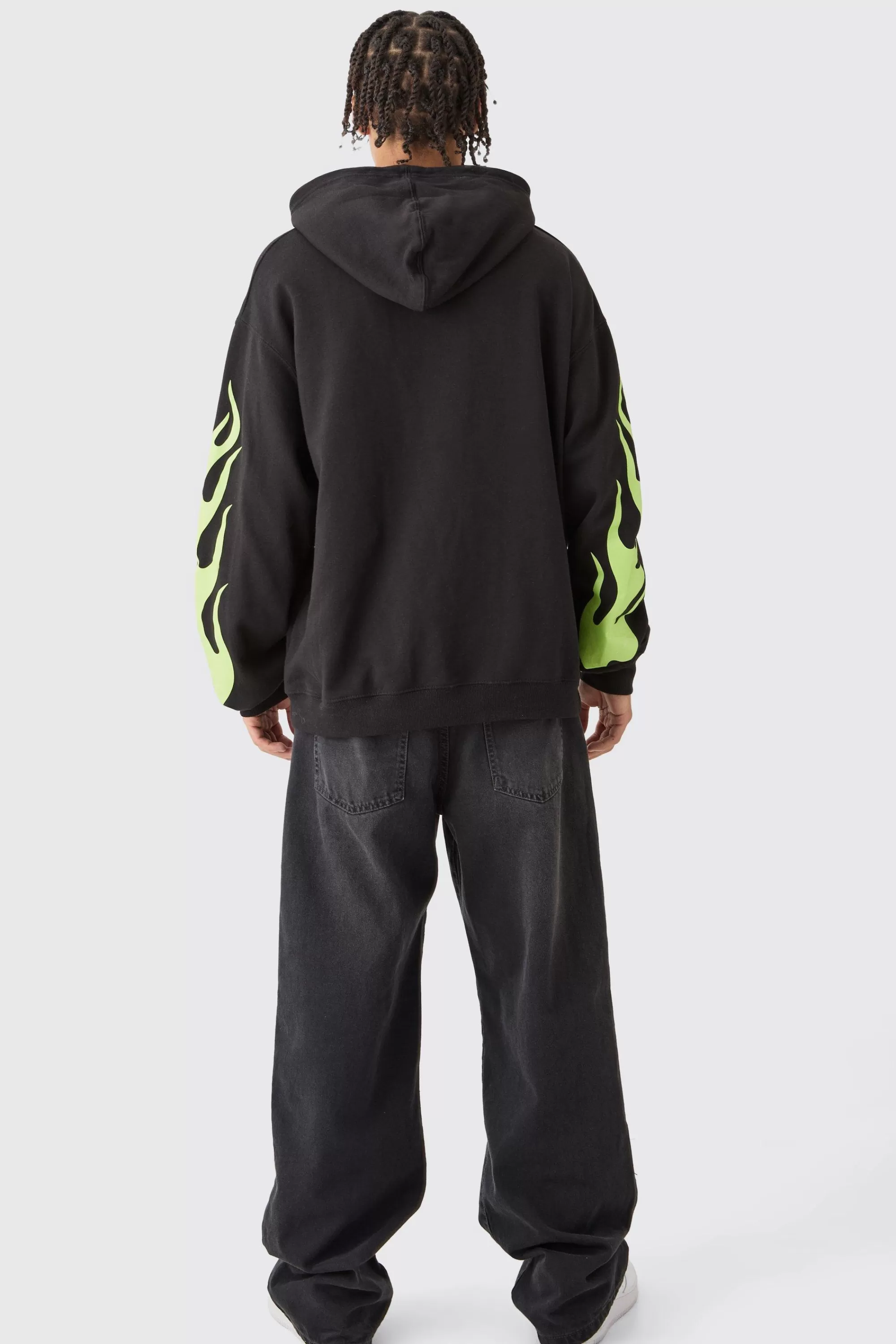 boohooMAN Oversized Limited Edition Flame Hoodie | UK
