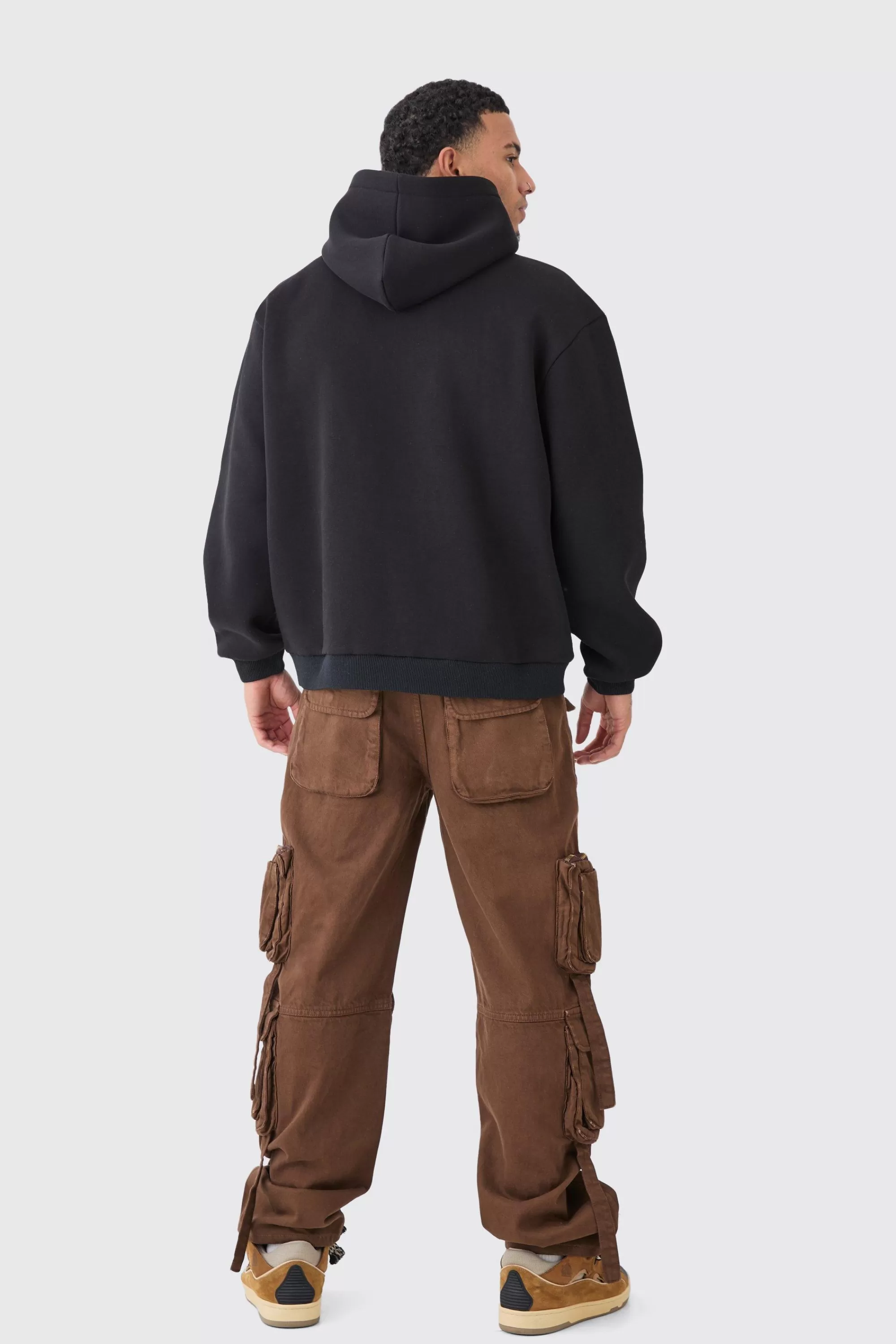 boohooMAN Oversized Long Beach Varsity Hoodie | UK