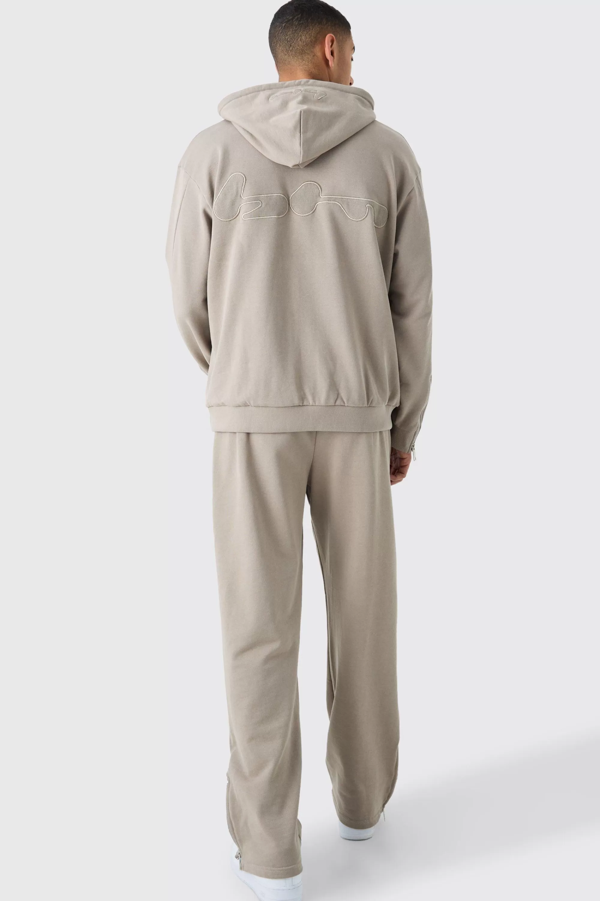 boohooMAN Oversized Loopback Ribbed Applique Hoodie | UK