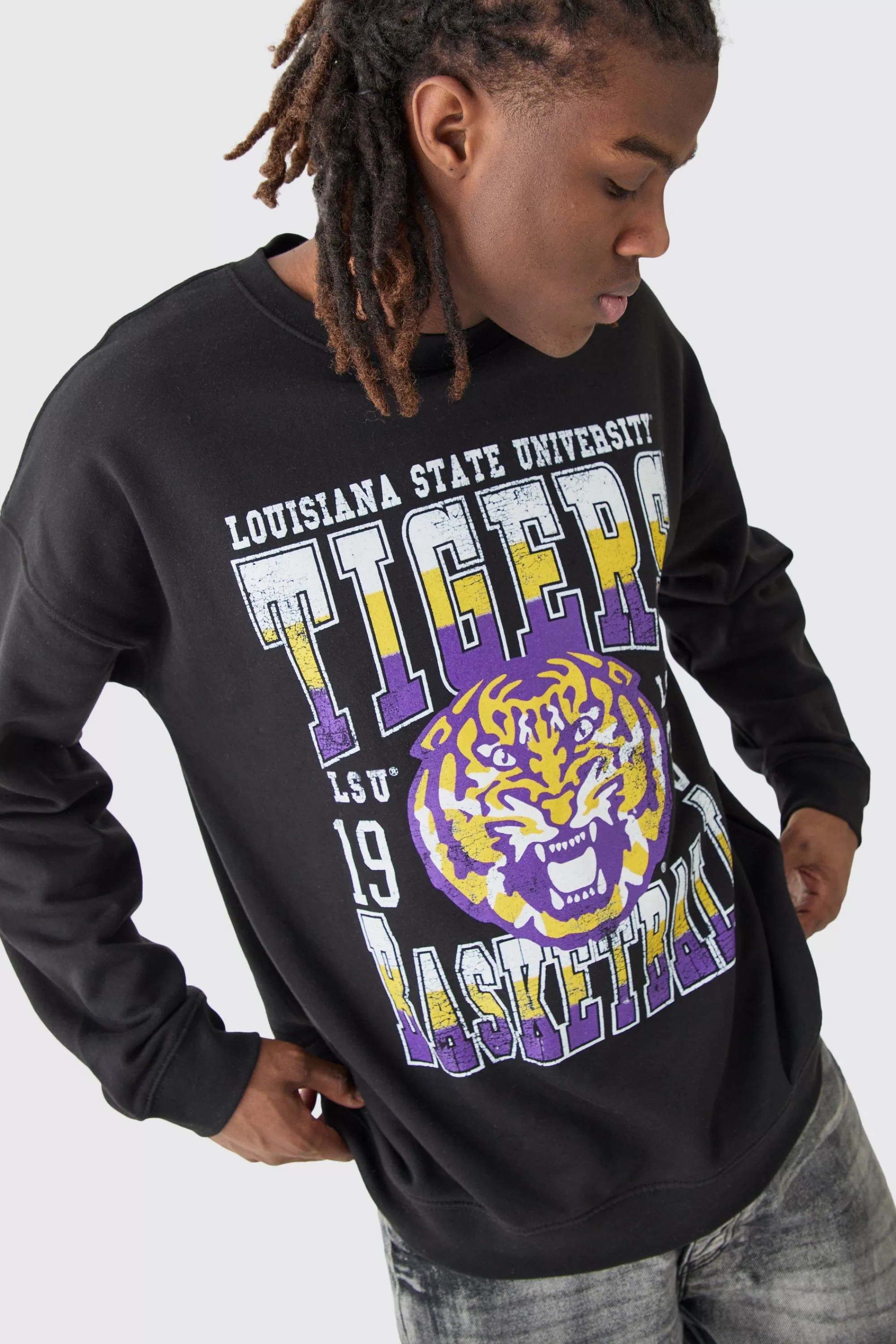 boohooMAN Oversized Louisiana Tigers License Sweatshirt | UK