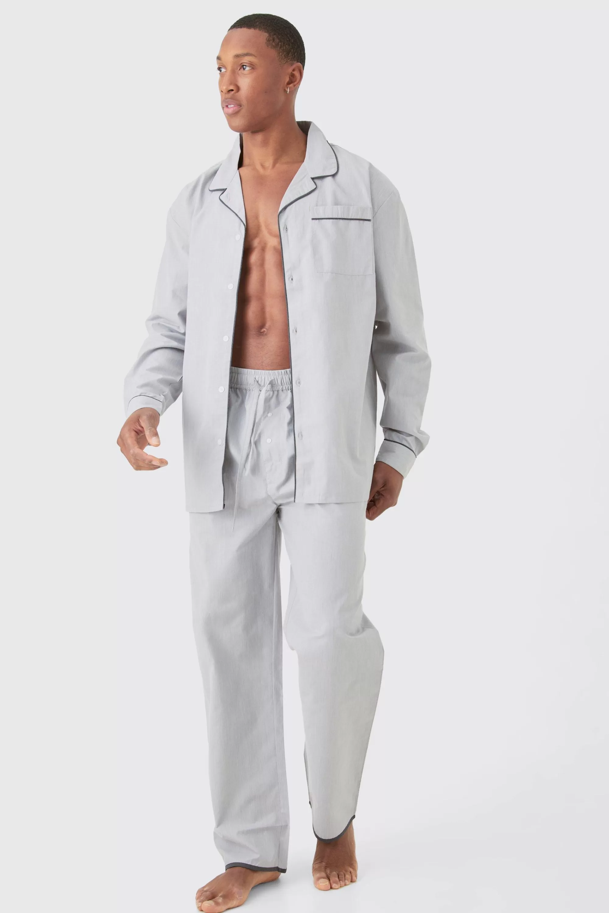 boohooMAN Oversized Lounge Shirt & Bottom Set | UK