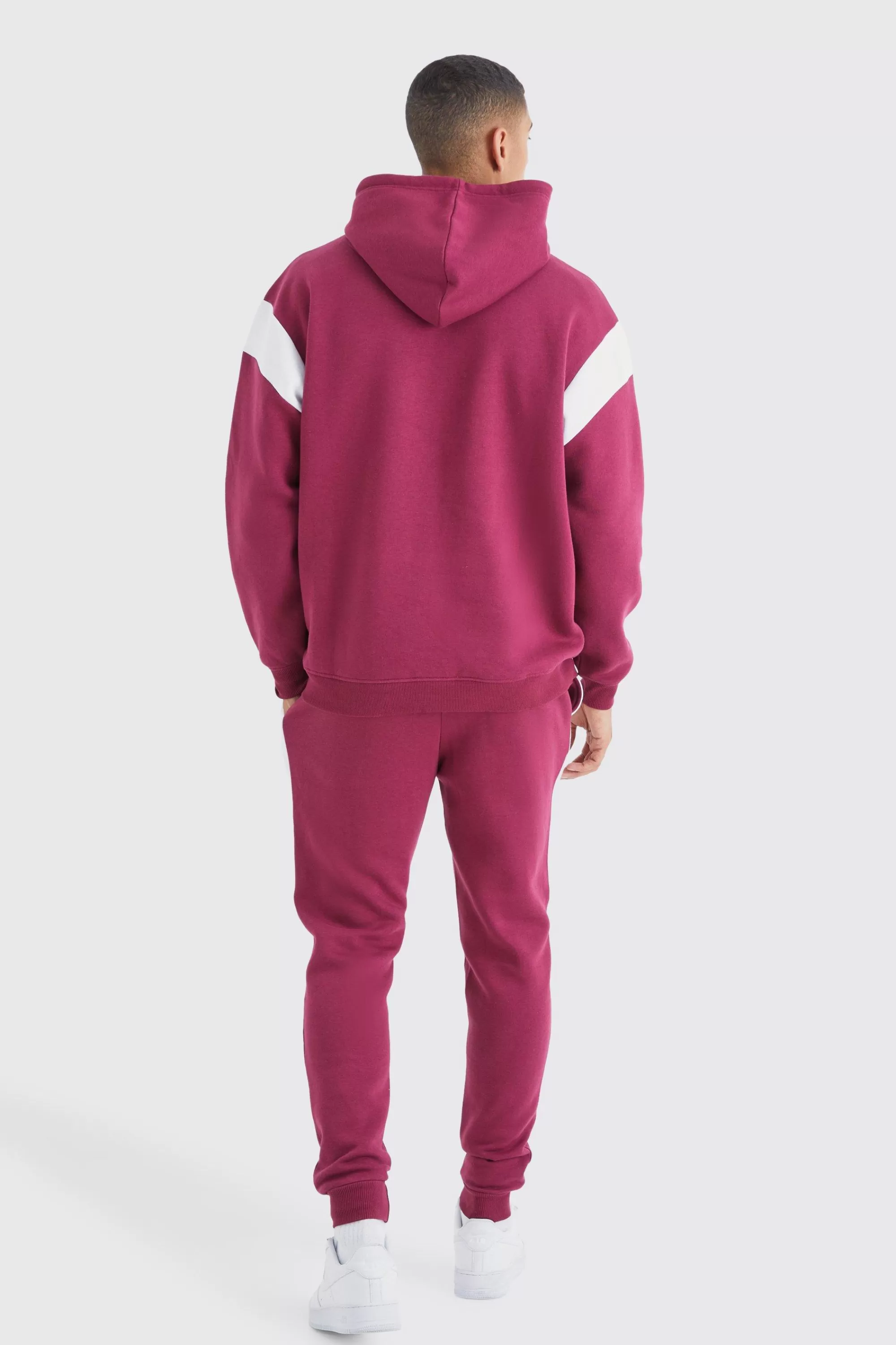 boohooMAN Oversized Man Colour Block Hooded Tracksuit | UK