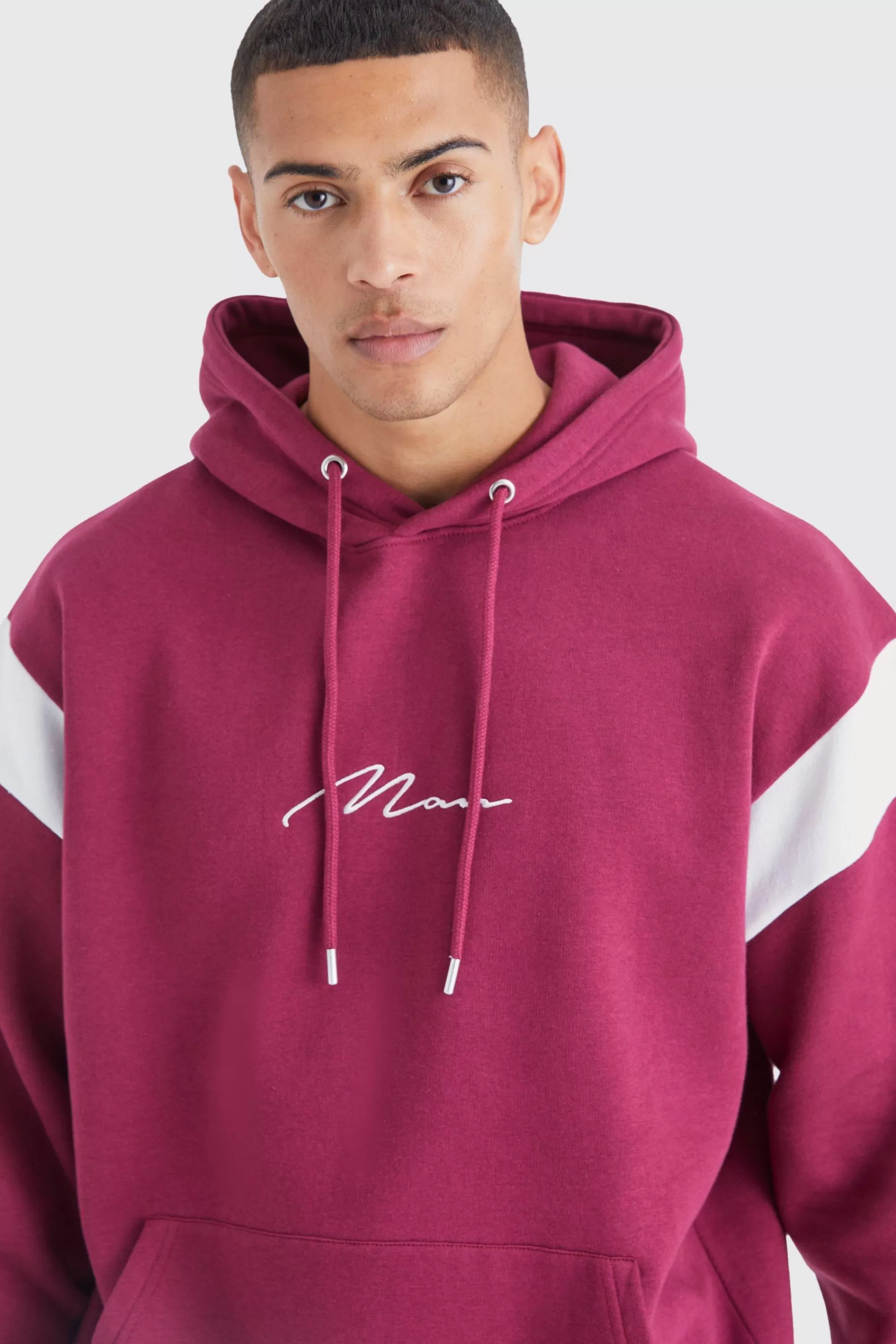boohooMAN Oversized Man Colour Block Hooded Tracksuit | UK