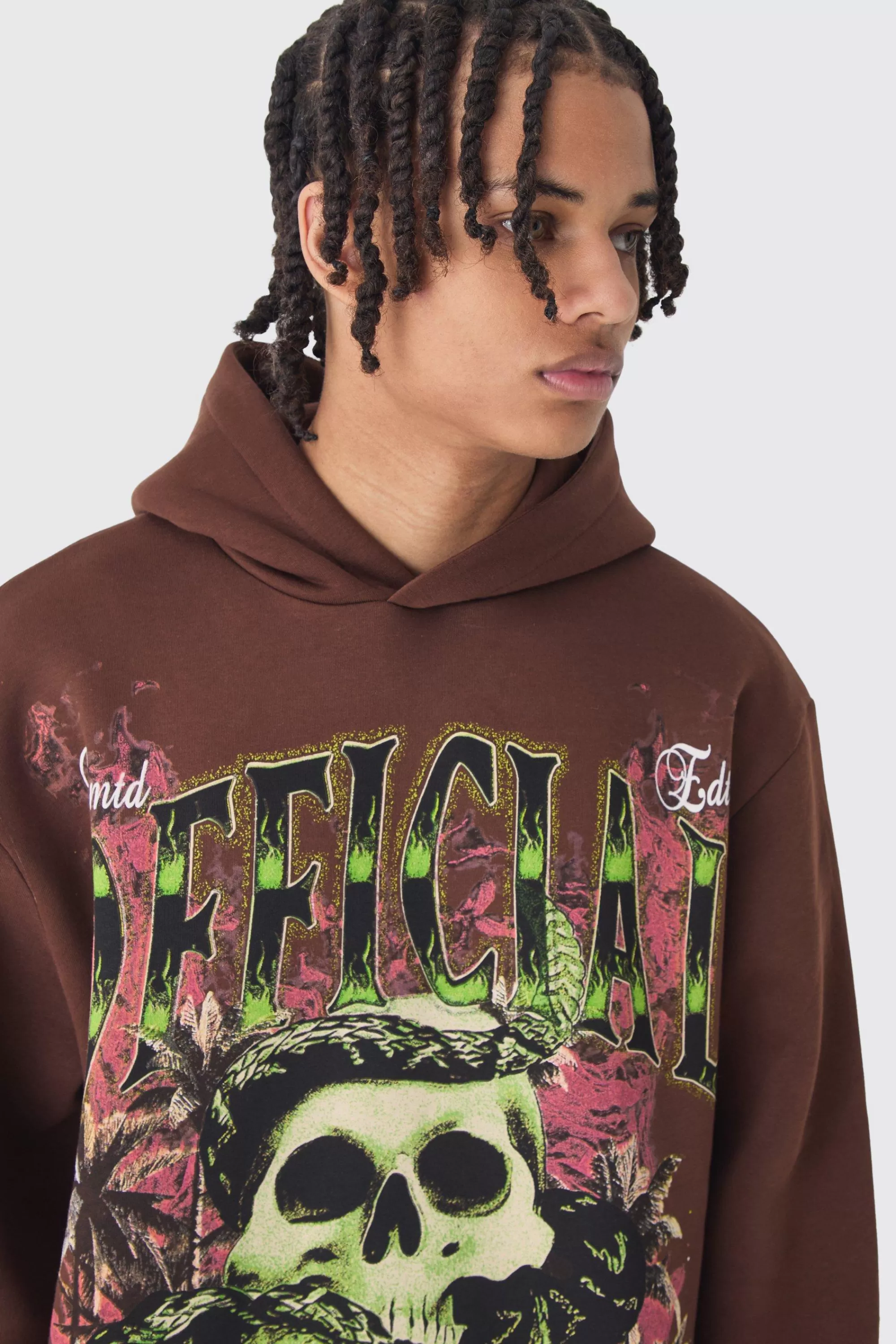 boohooMAN Oversized Official Skull Large Scale Graphic Hoodie | UK