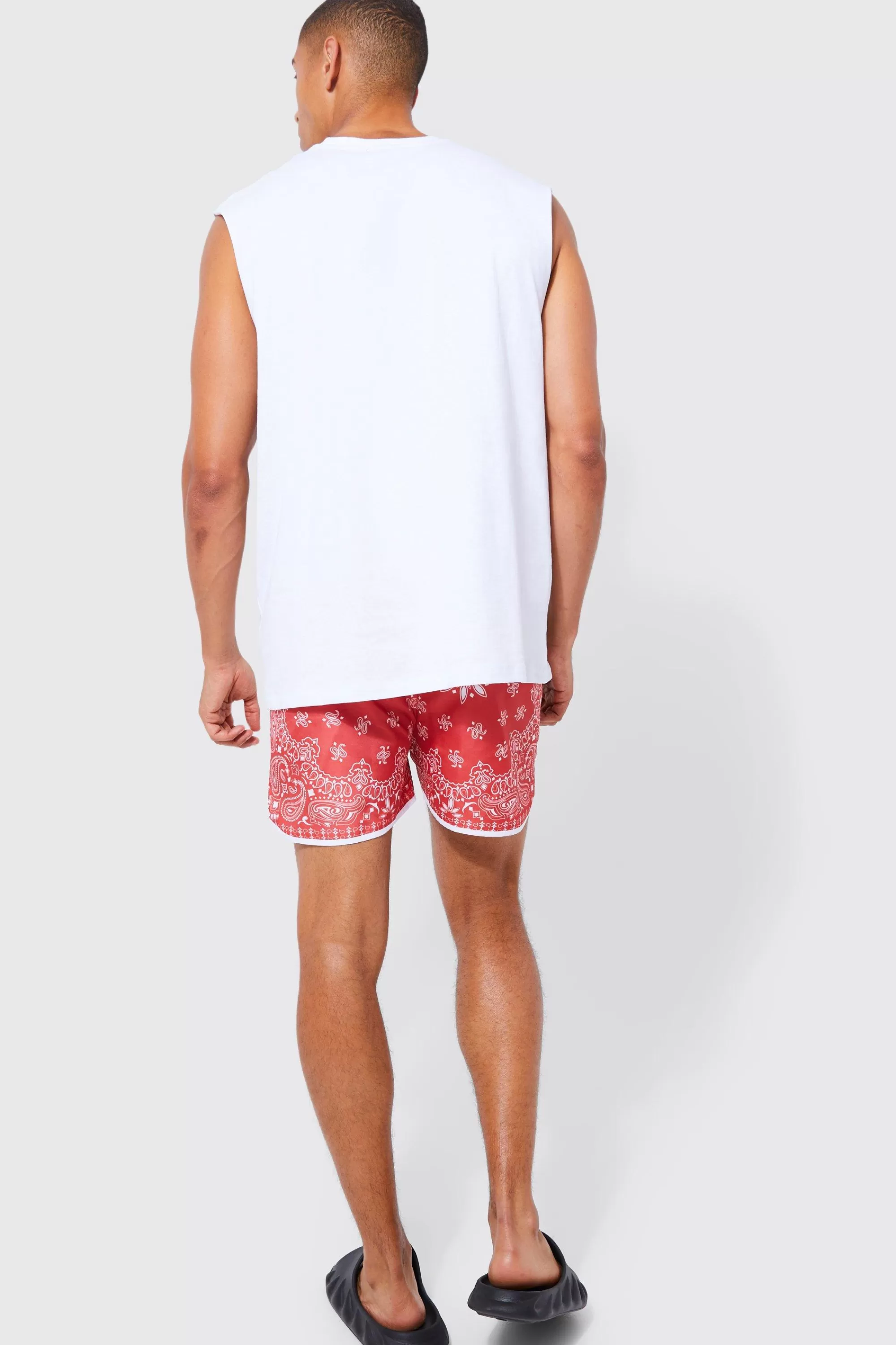 boohooMAN Oversized Official Tank & Bandana Swim Set | UK