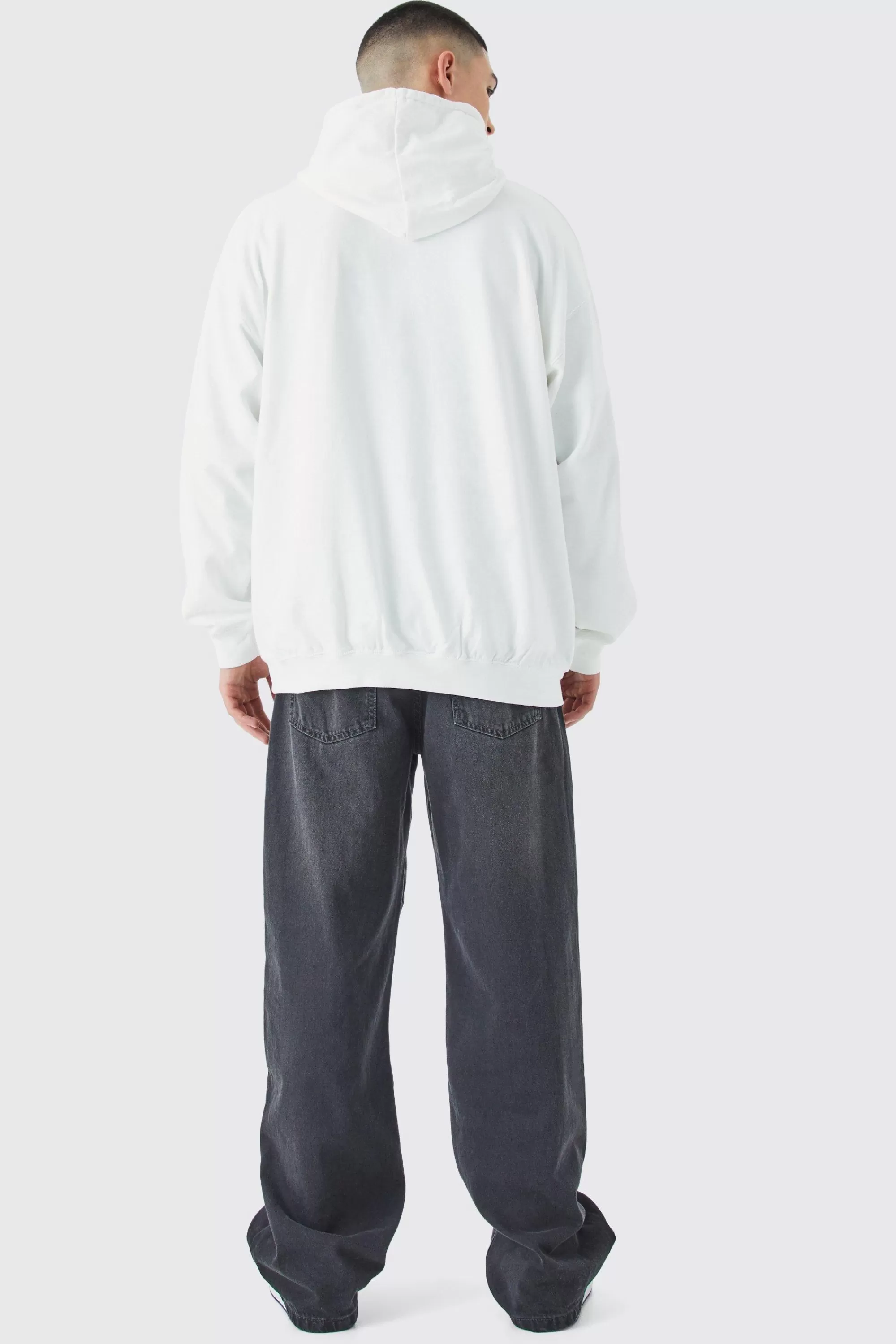 boohooMAN Oversized Outcast Grafitti License Hoodie | UK