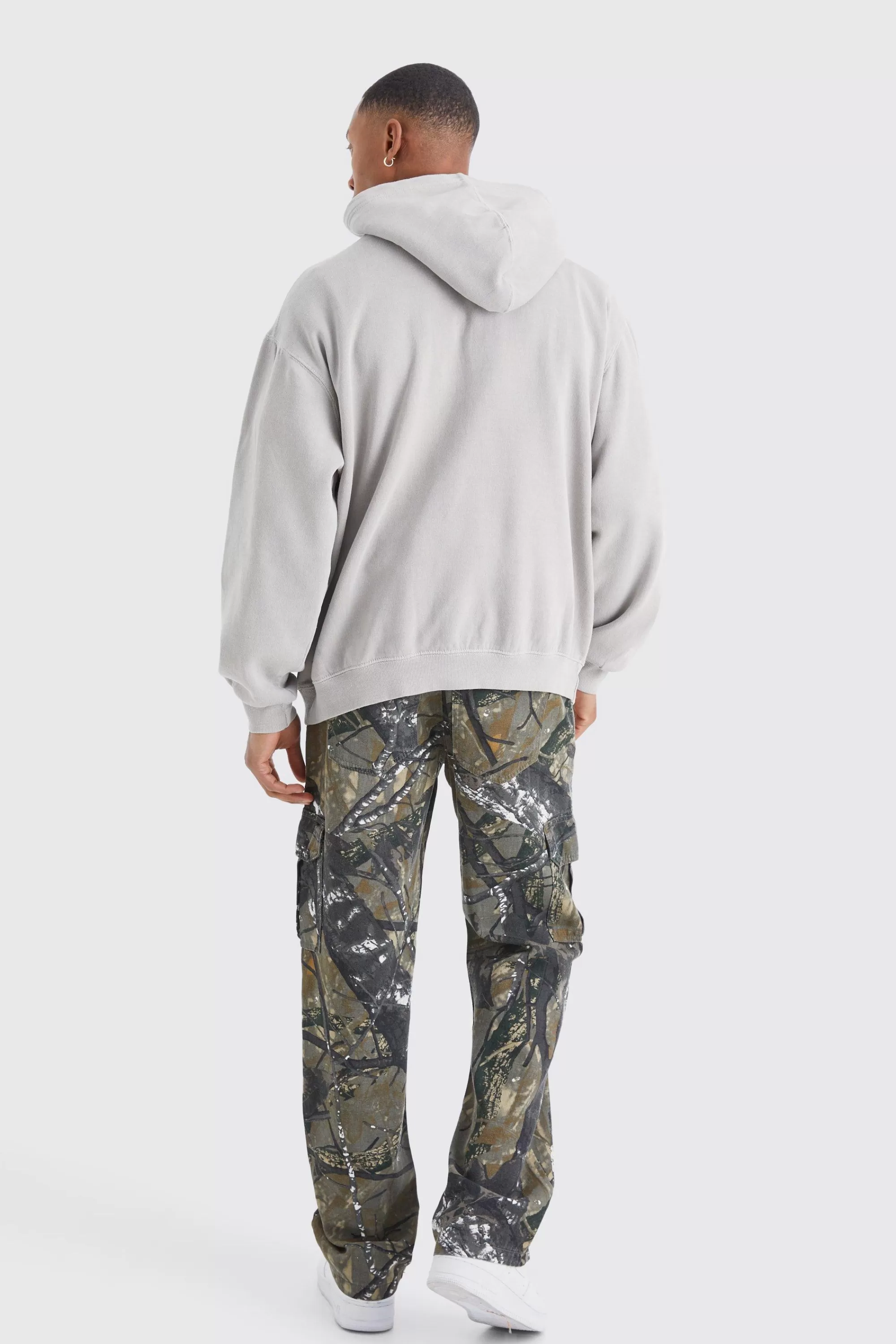 boohooMAN Oversized Overdye Graffiti Graphic Hoodie | UK