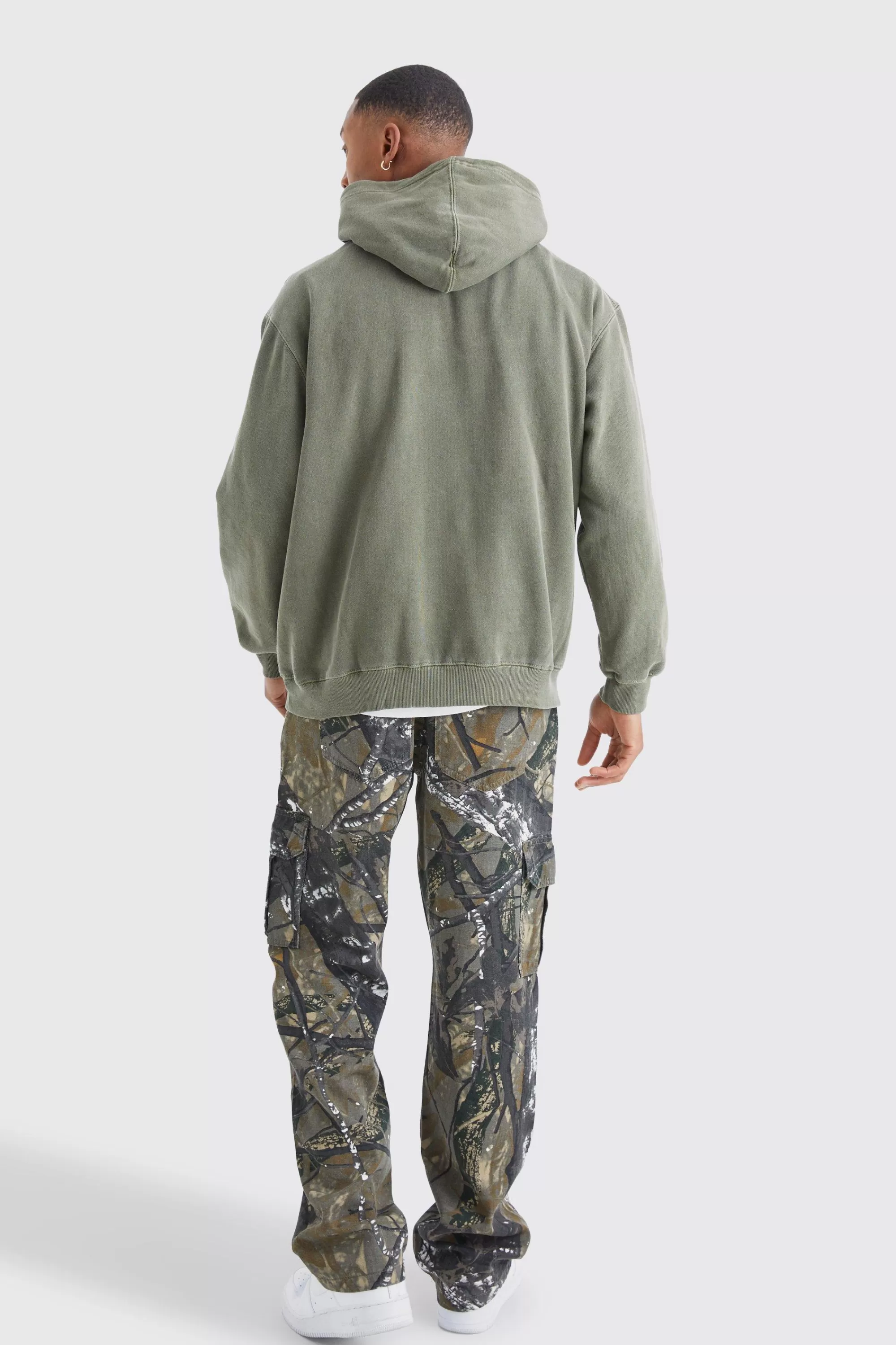 boohooMAN Oversized Overdye Homme Graphic Hoodie | UK