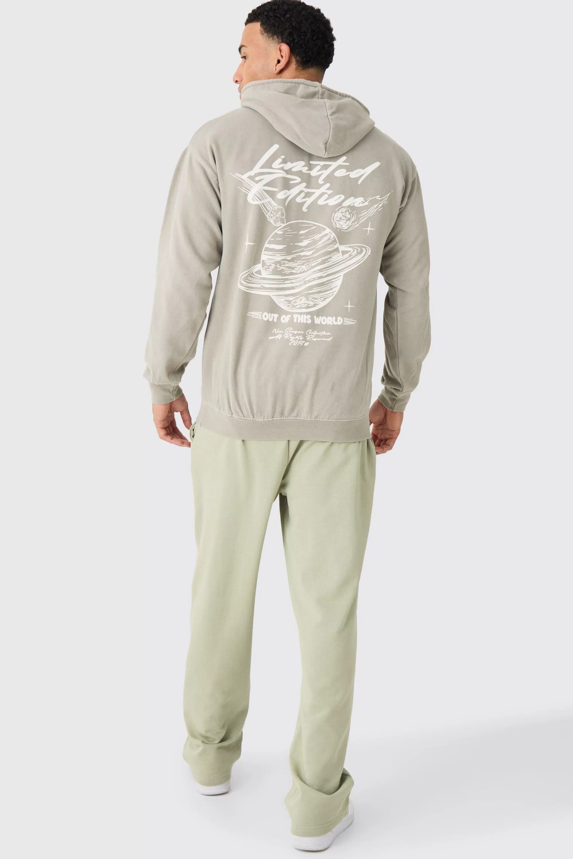 boohooMAN Oversized Overdye Space Graphic Hoodie | UK