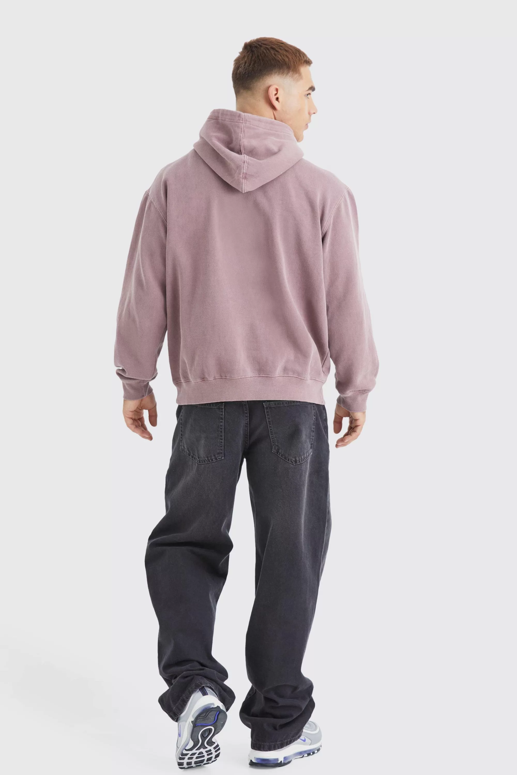 boohooMAN Oversized Overdyed Worldwide Hoodie | UK