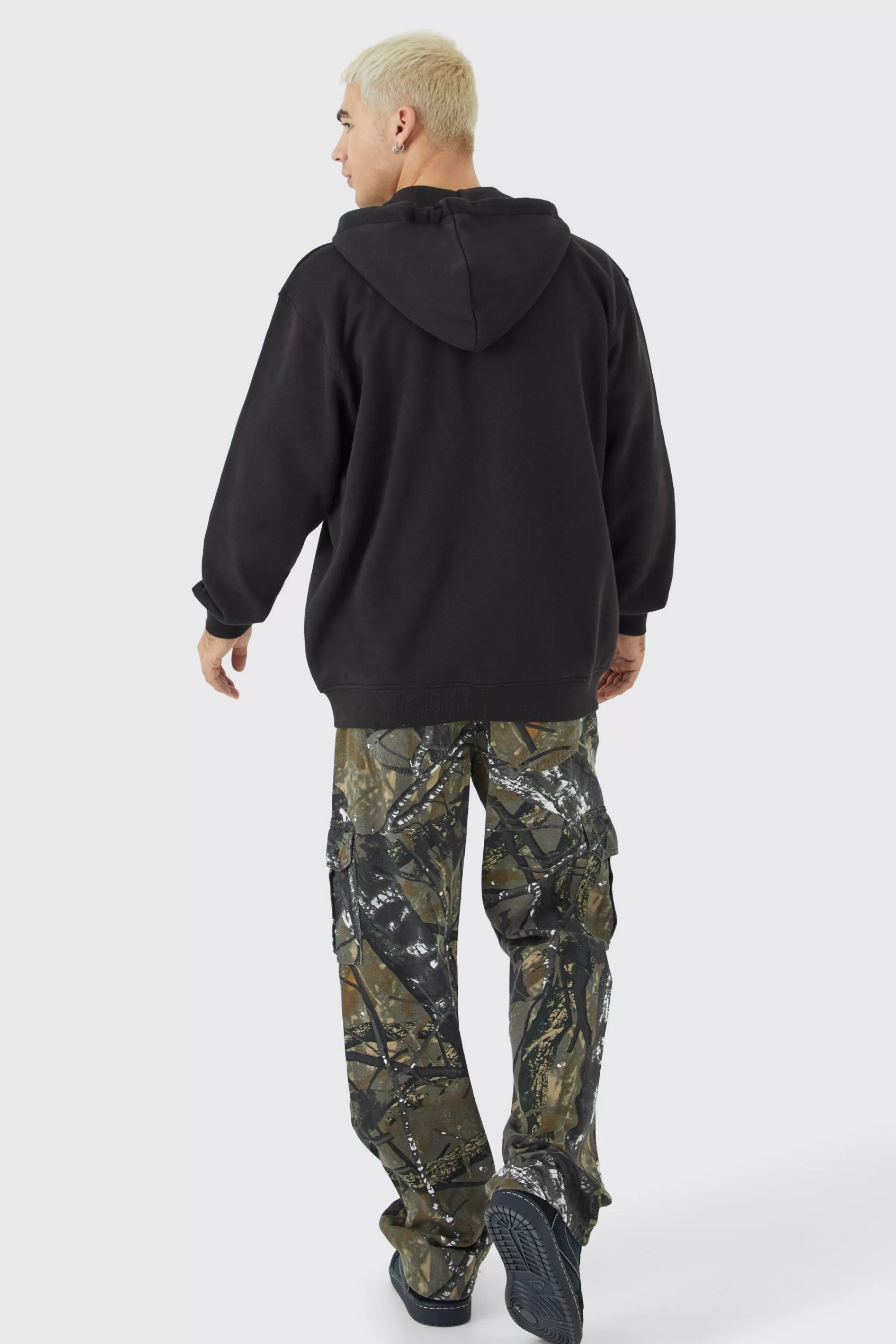 boohooMAN Oversized Paradise Zip Thru Hoodie | UK