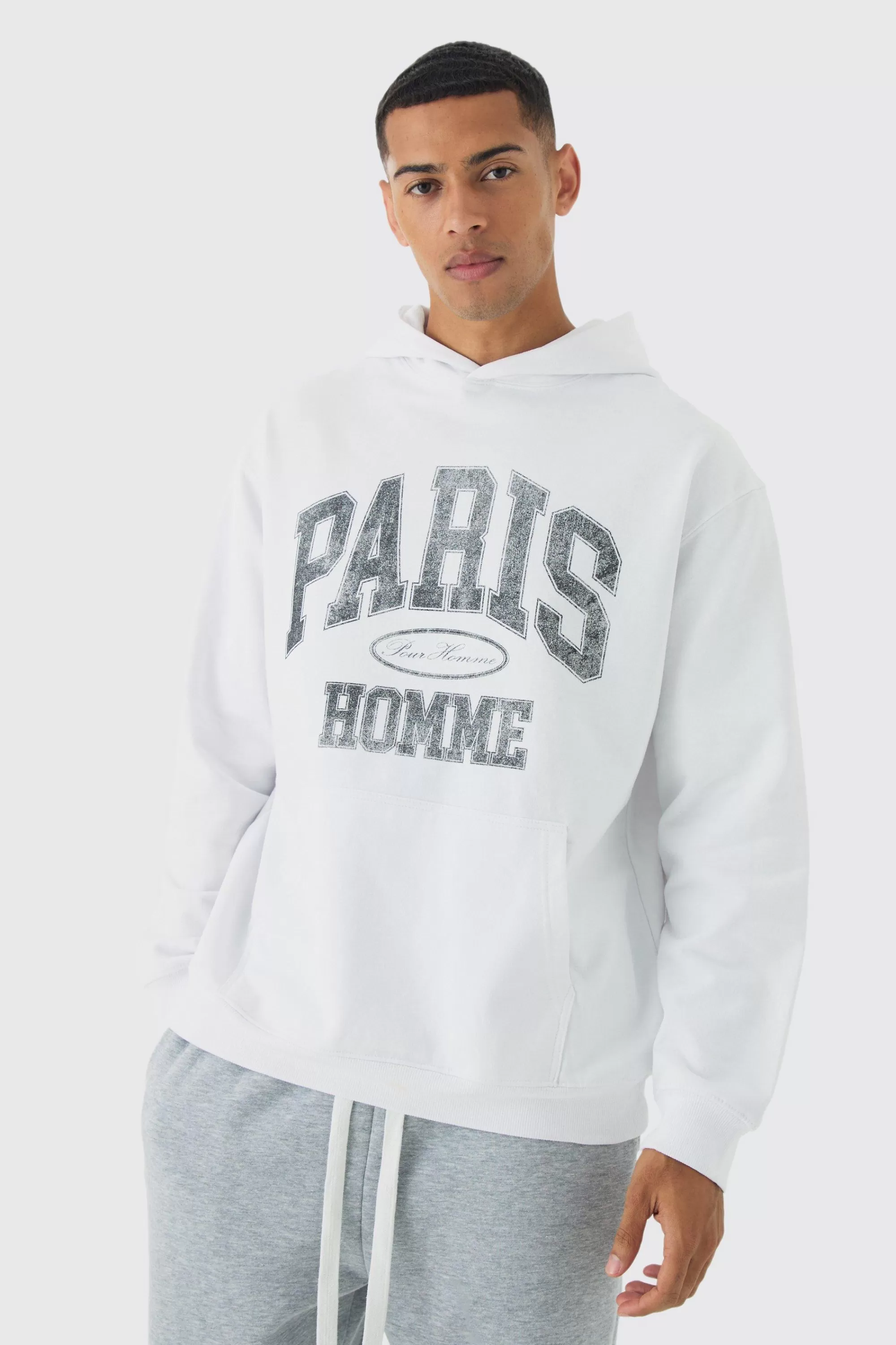 boohooMAN Oversized Paris Hoodie | UK