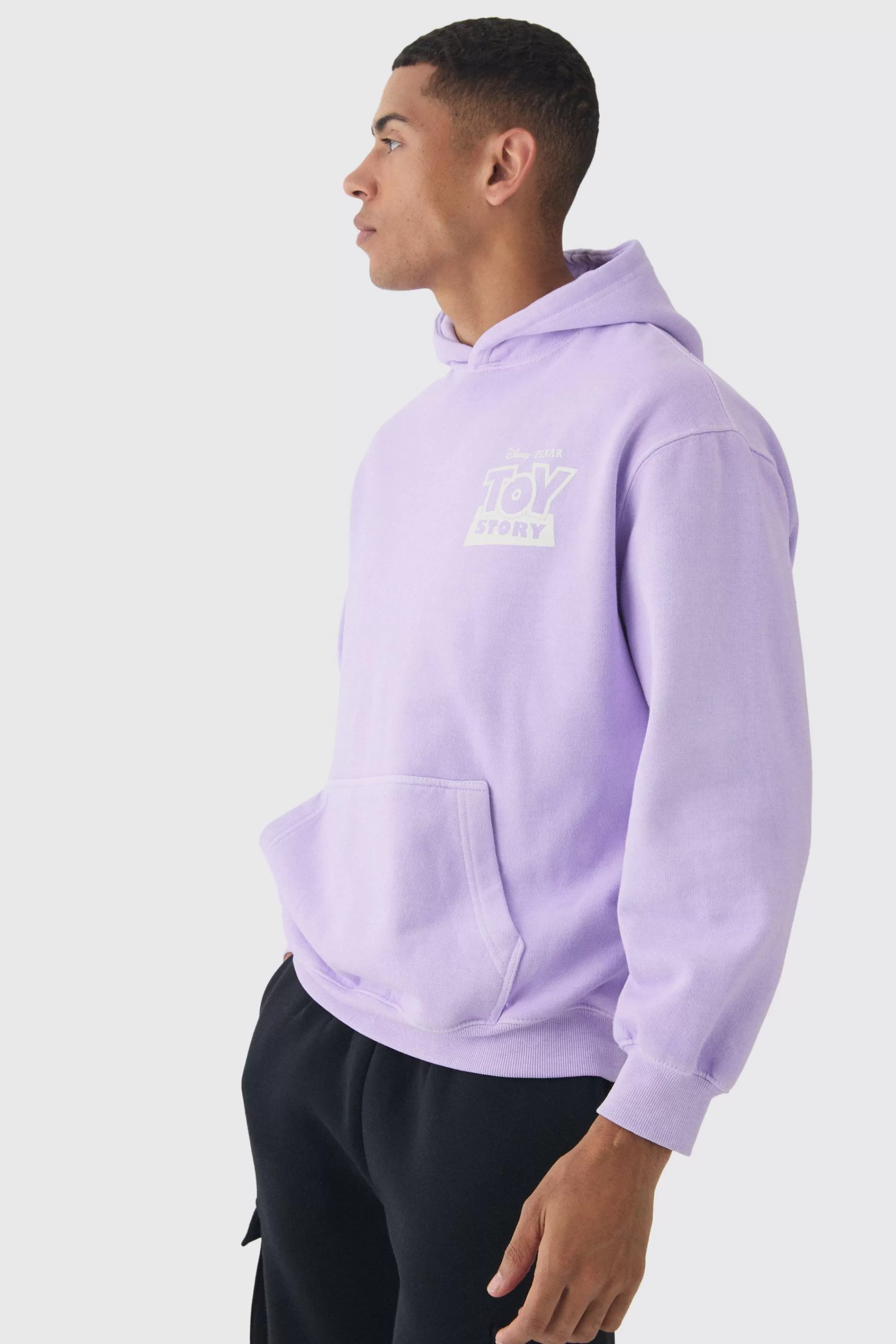 boohooMAN Oversized Pixar Toy Story Aliens Wash License Hoodie | UK