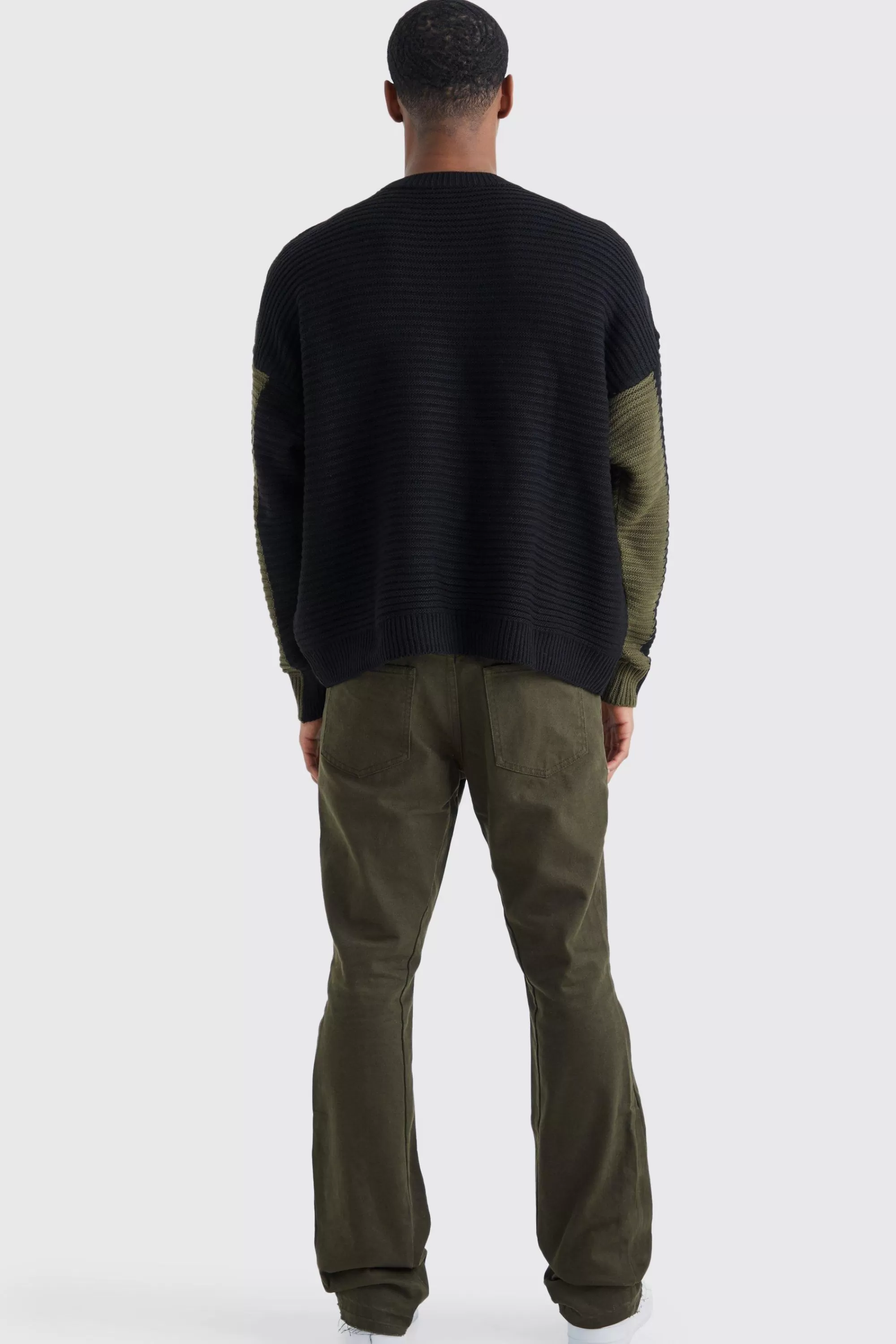 boohooMAN Oversized Pleated Colour Block Jumper | UK