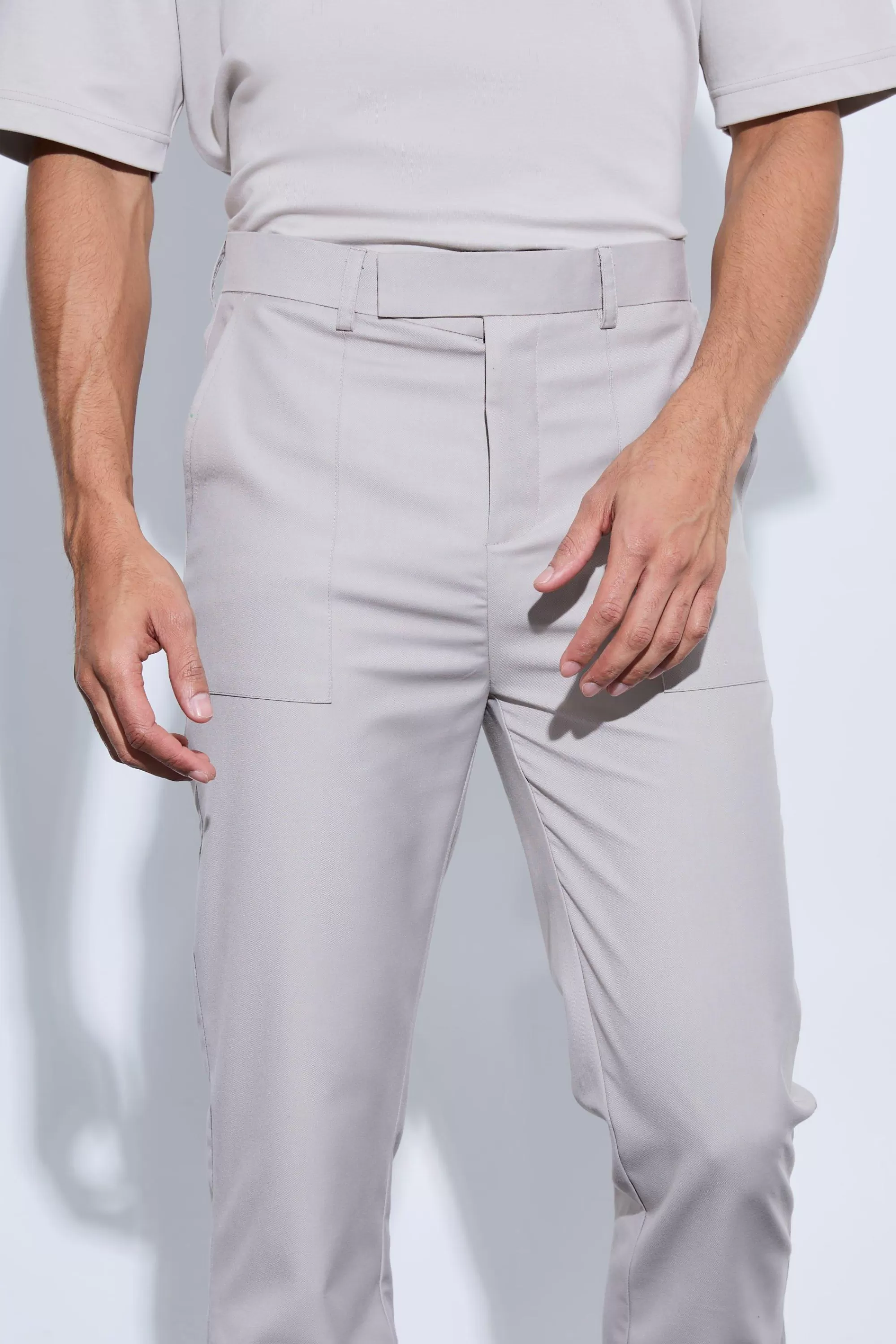 boohooMAN Oversized Pocket Flared Tailored Trousers | UK