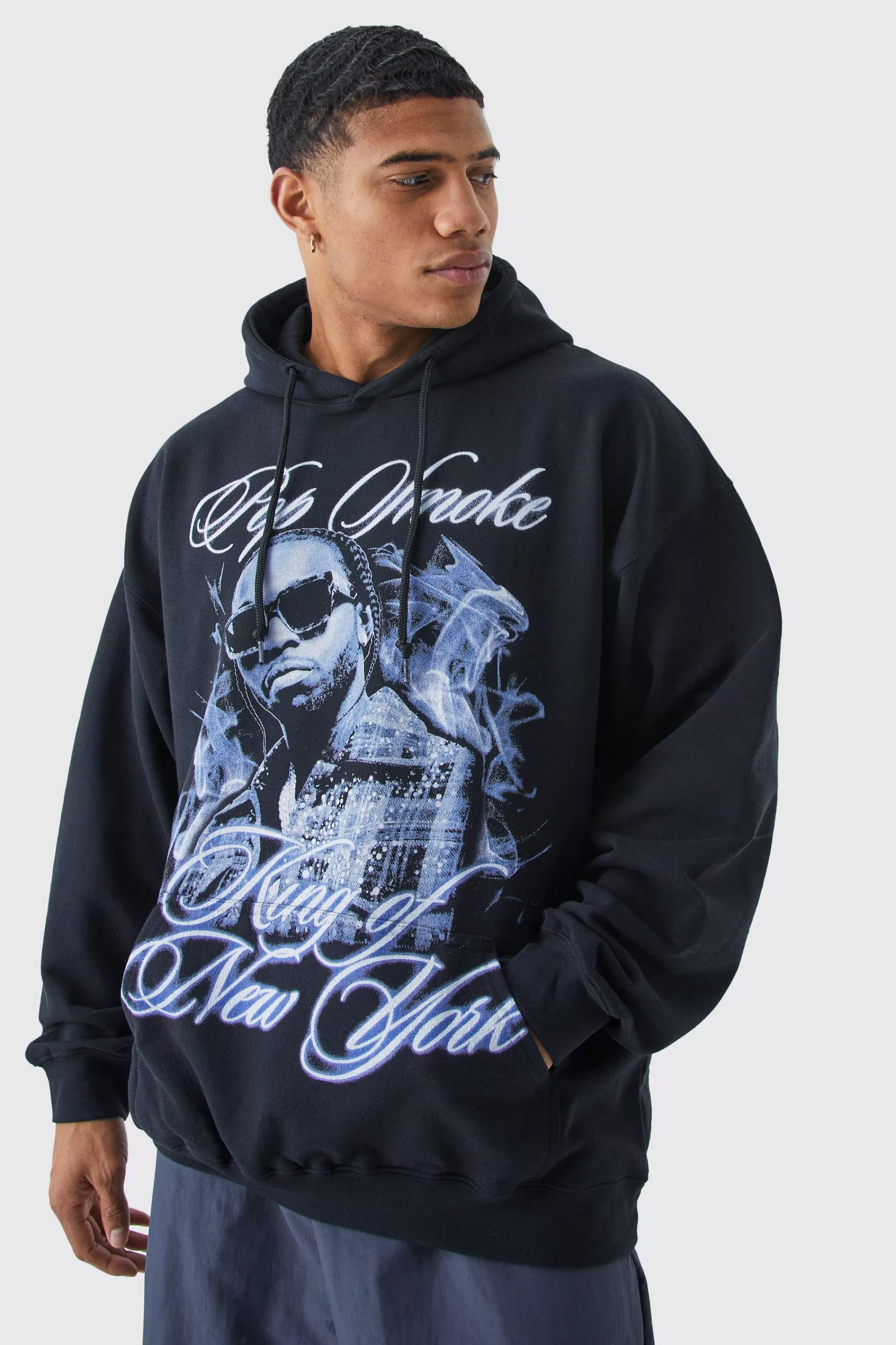 boohooMAN Oversized Pop Smoke License Hoodie | UK