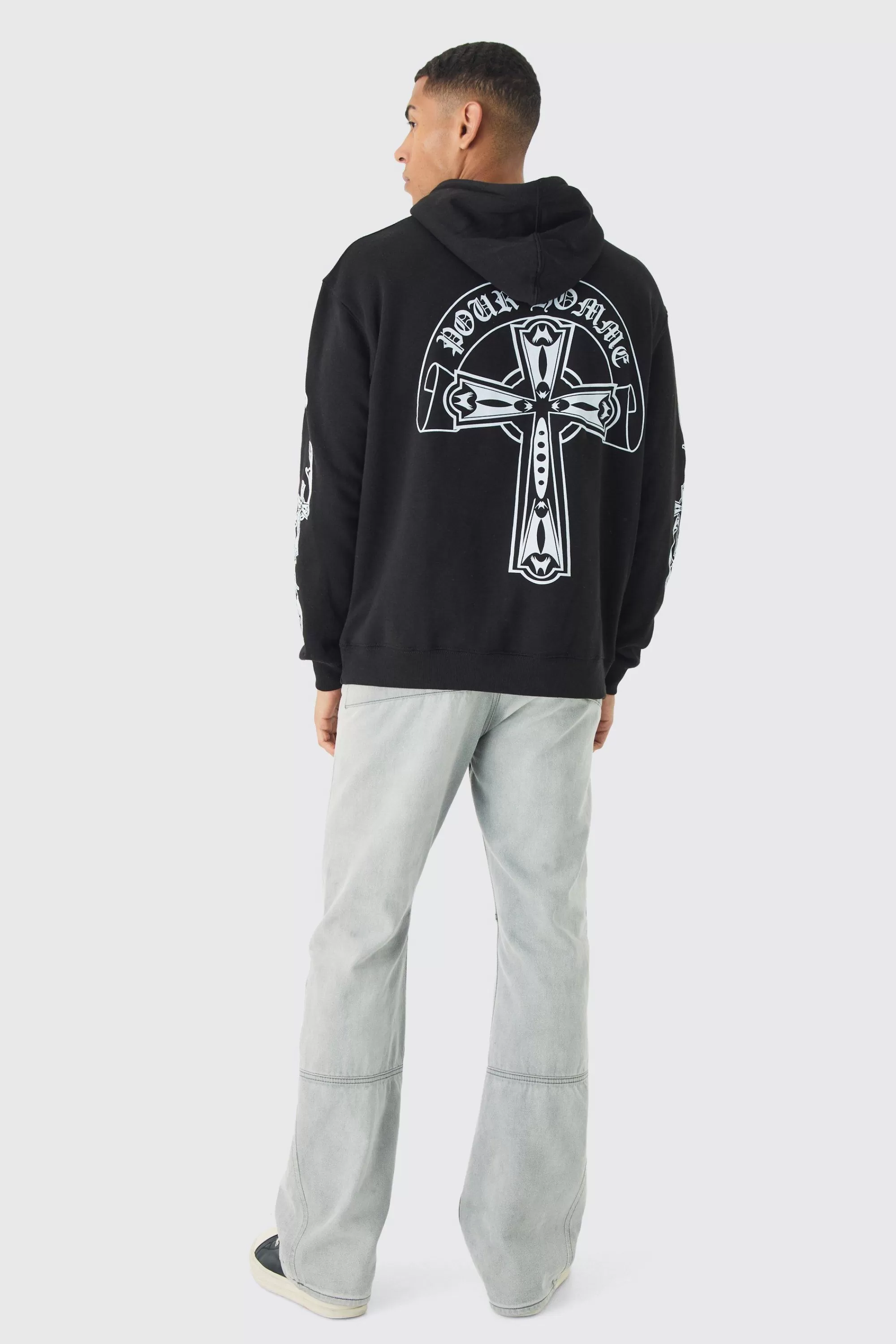 boohooMAN Oversized Pour Homme Cross Hoodie | UK