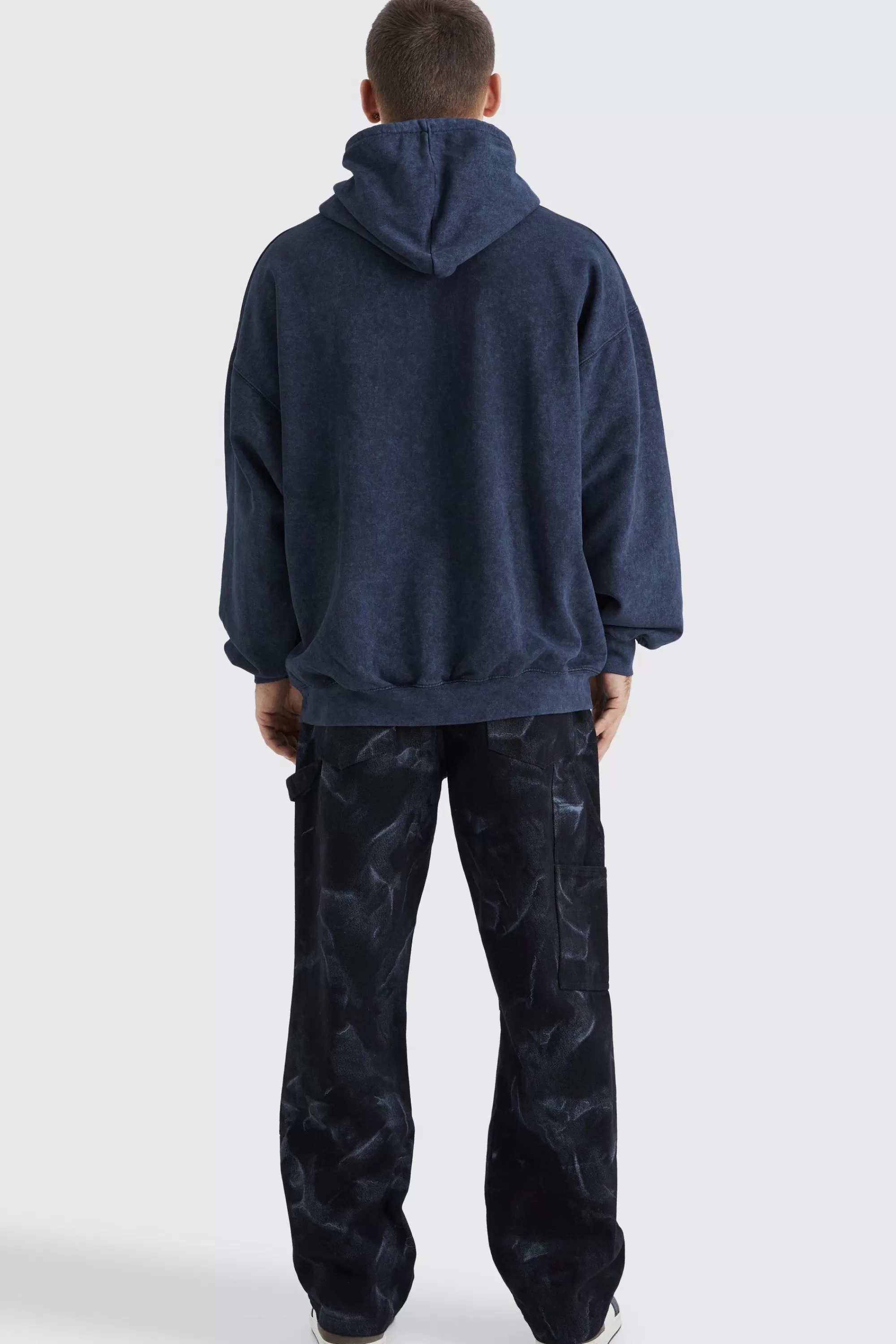 boohooMAN Oversized Pour Homme Wash Graphic Hoodie | UK