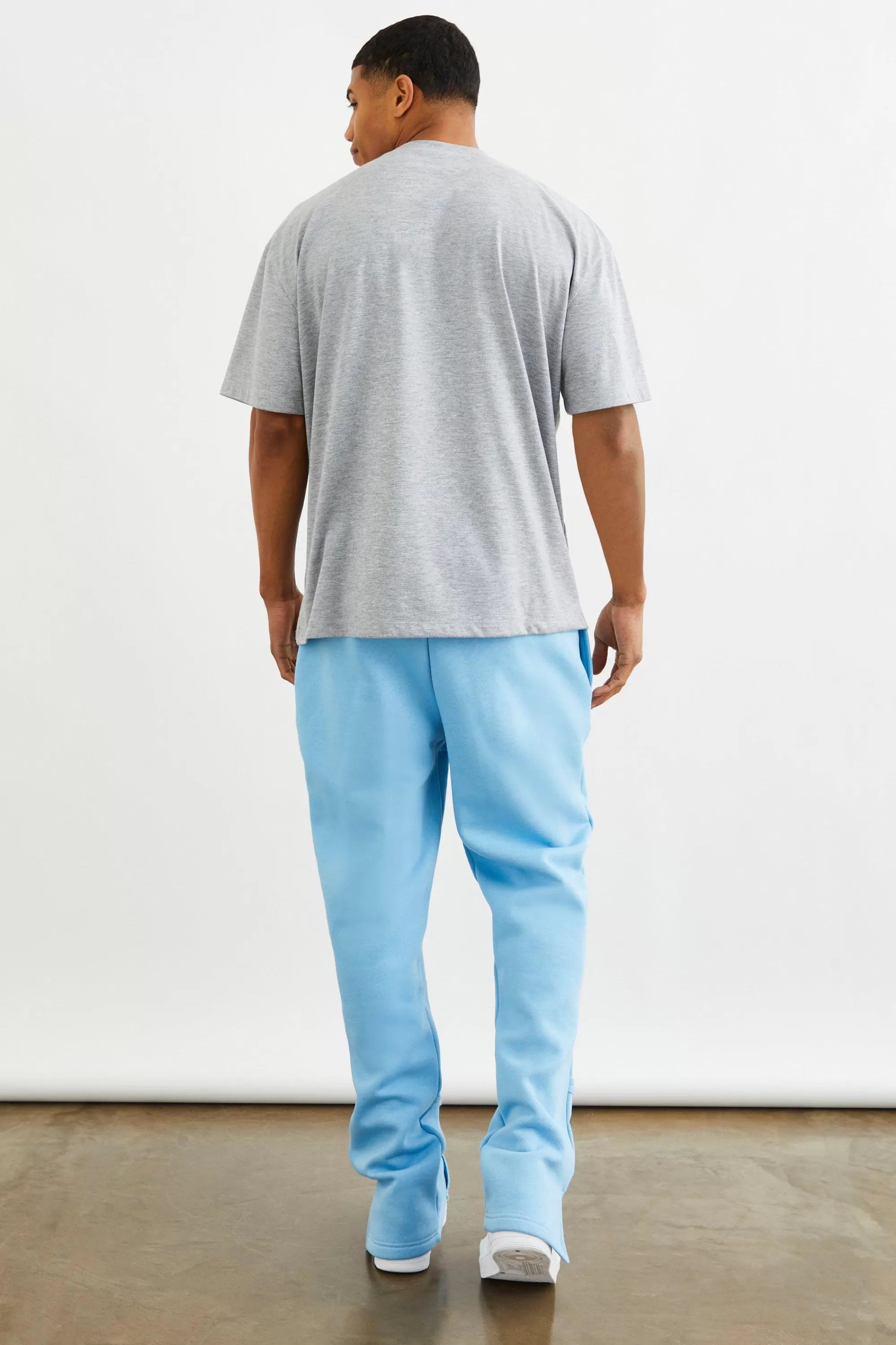 boohooMAN Oversized Print Tee And Split Hem Jogger Set | UK