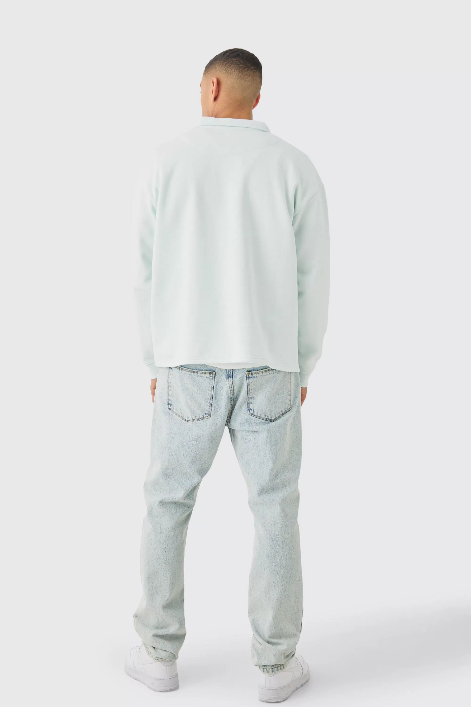 boohooMAN Oversized Revere Neck Rugby Polo | UK