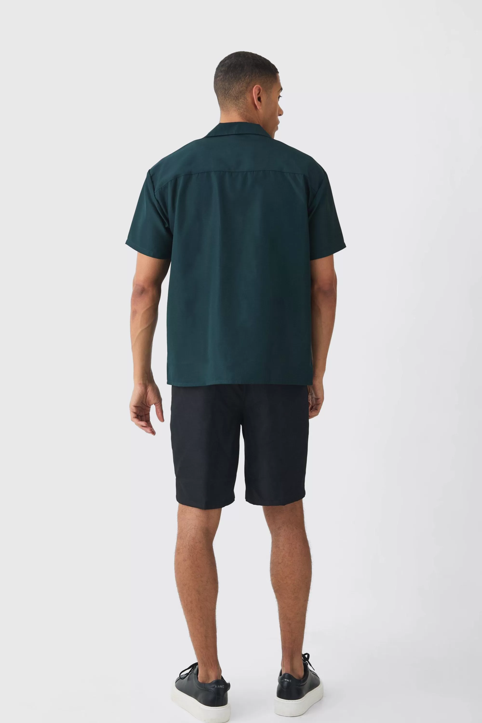 boohooMAN Oversized Revere Soft Twill Cargo Pocket Shirt | UK