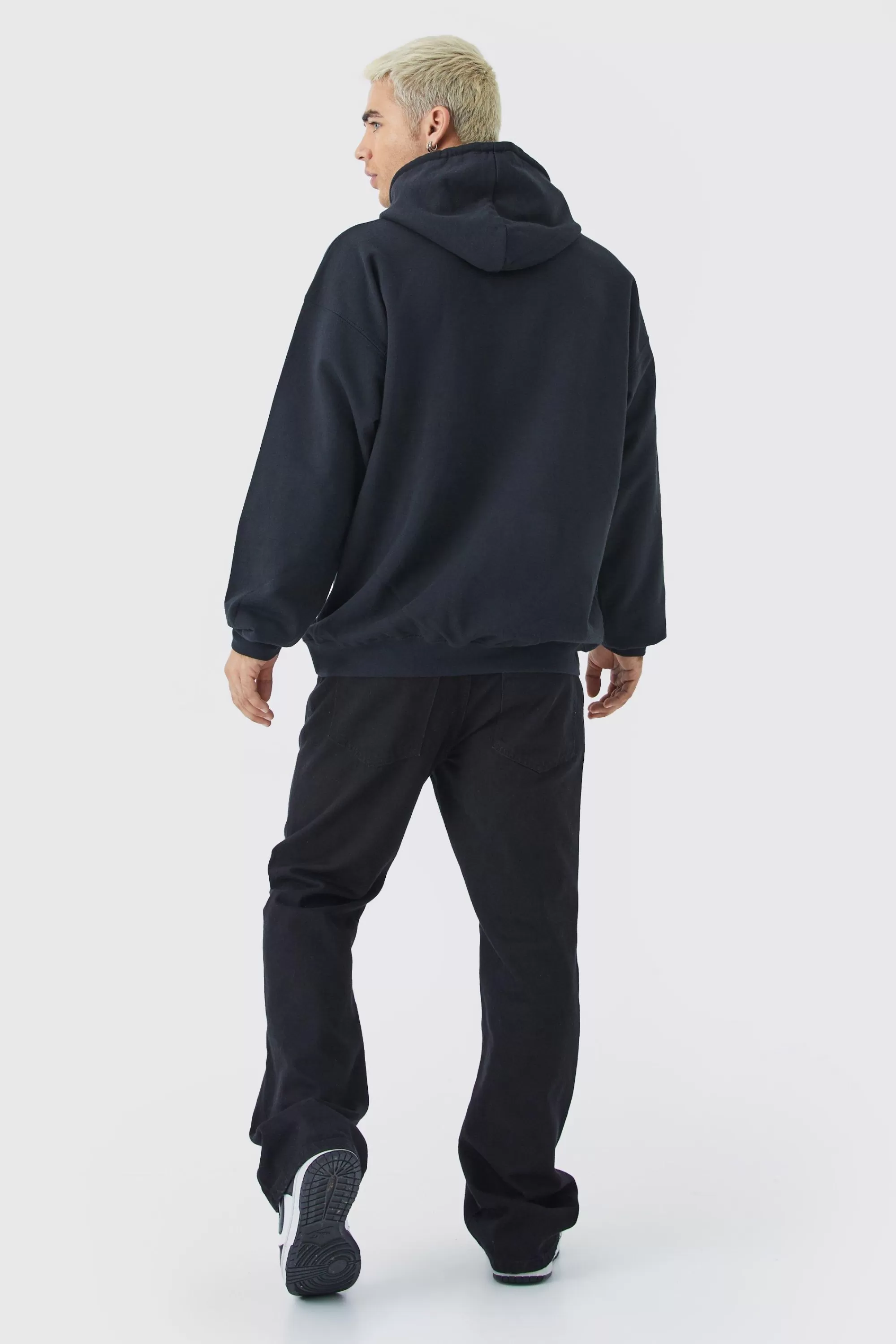boohooMAN Oversized Rick And Morty Monochrome License Hoodie | UK