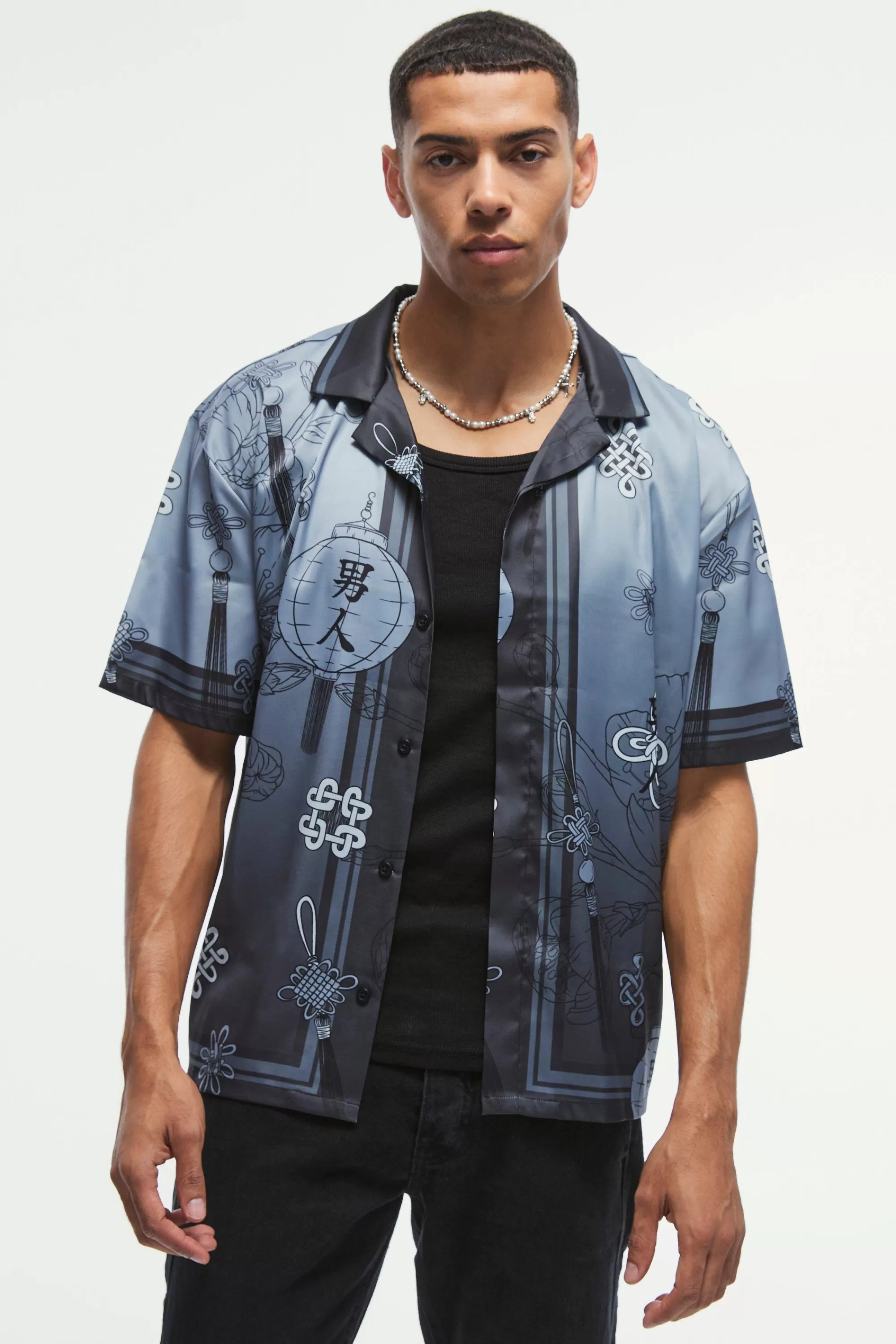 boohooMAN Oversized Satin Floral Shirt | UK