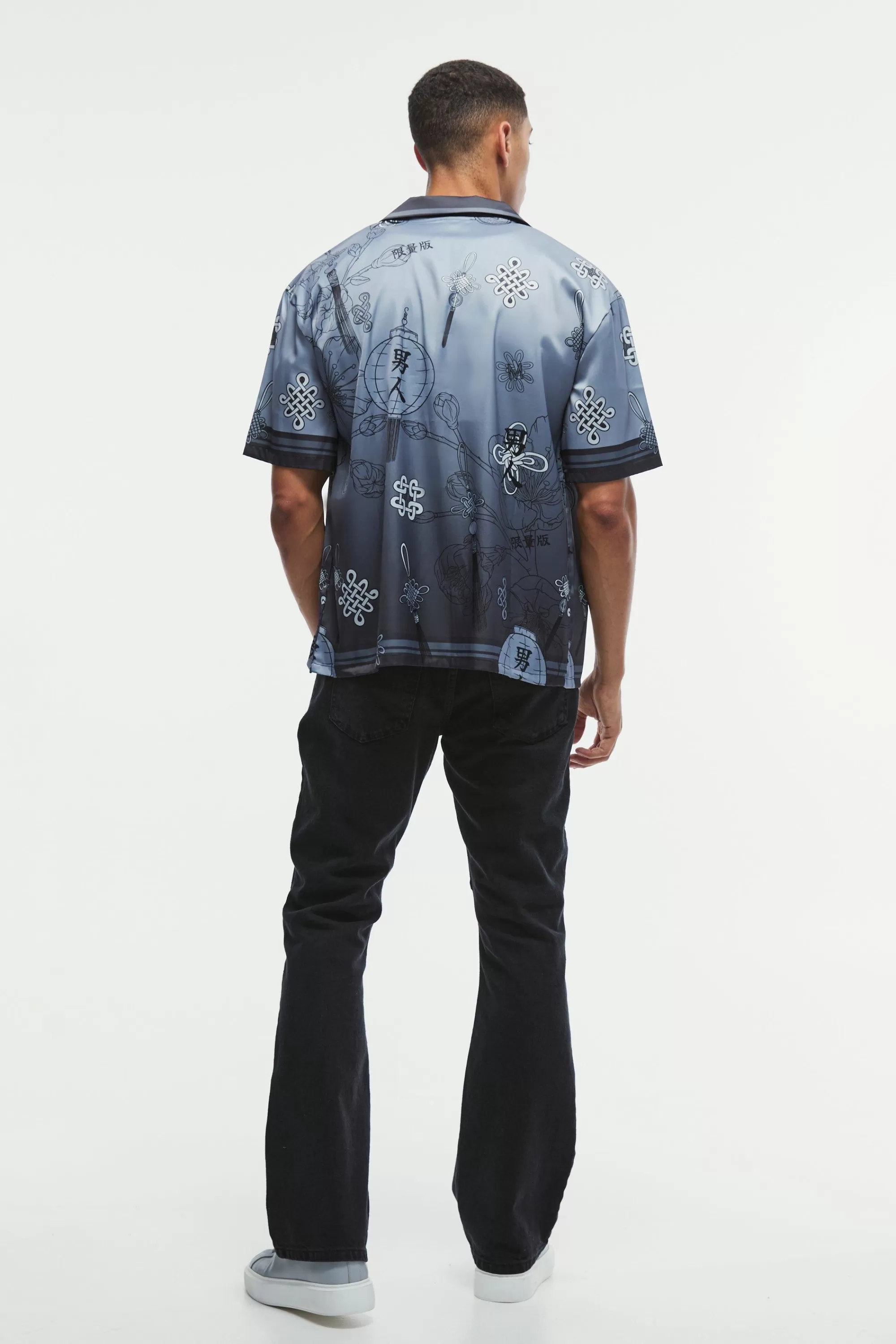 boohooMAN Oversized Satin Floral Shirt | UK
