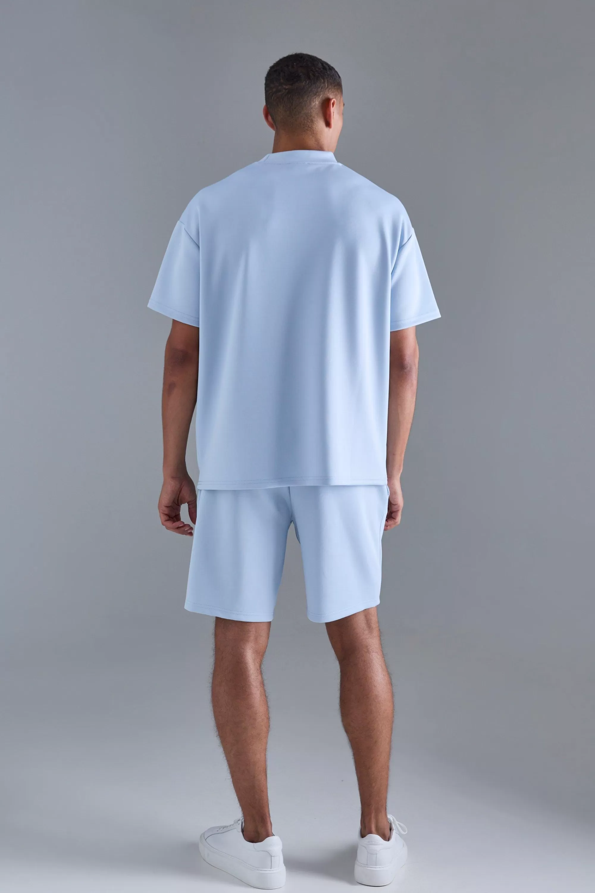 boohooMAN Oversized Scuba T-shirt & Relaxed Short Set | UK
