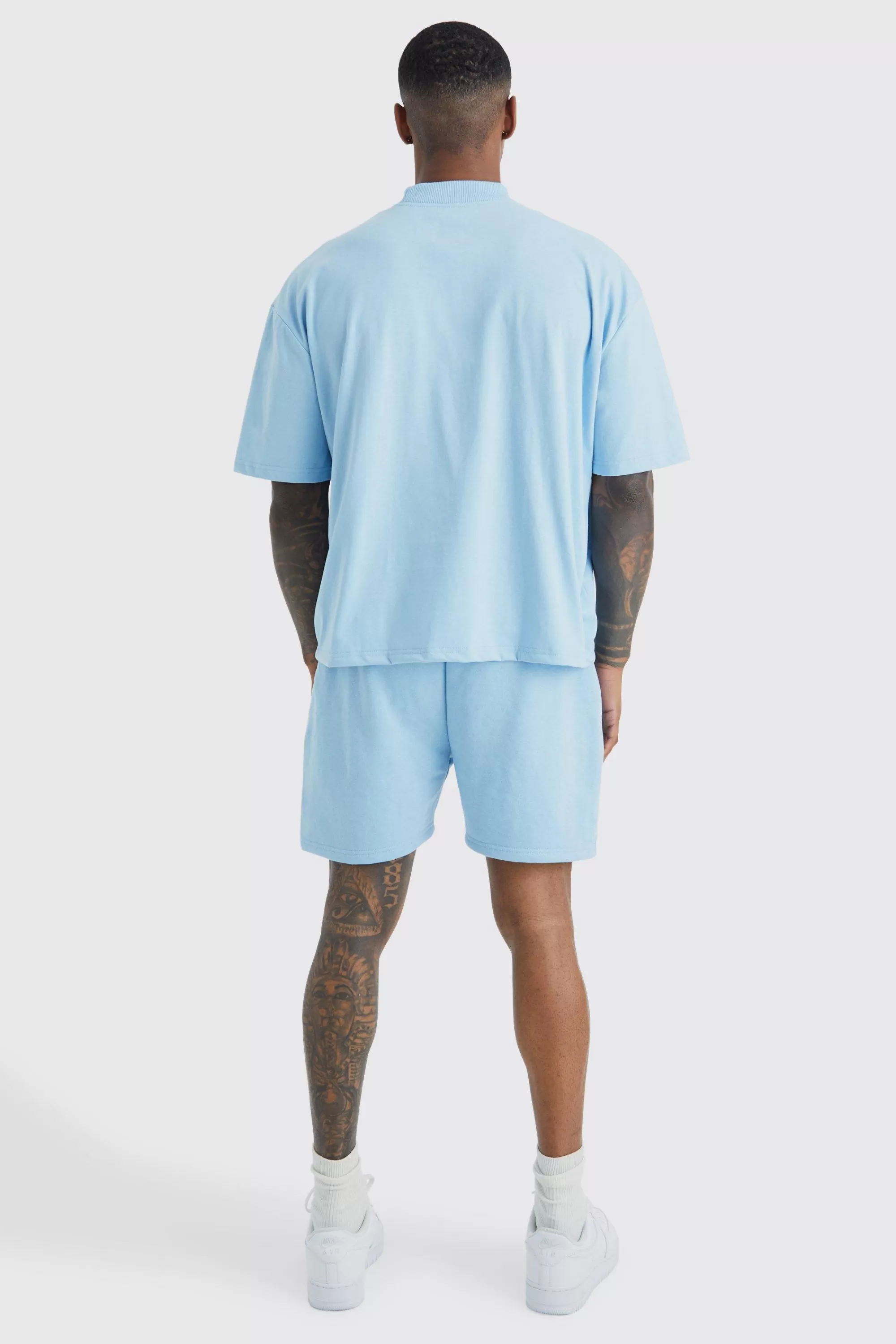 boohooMAN Oversized Short Length T-shirt And Short Set | UK