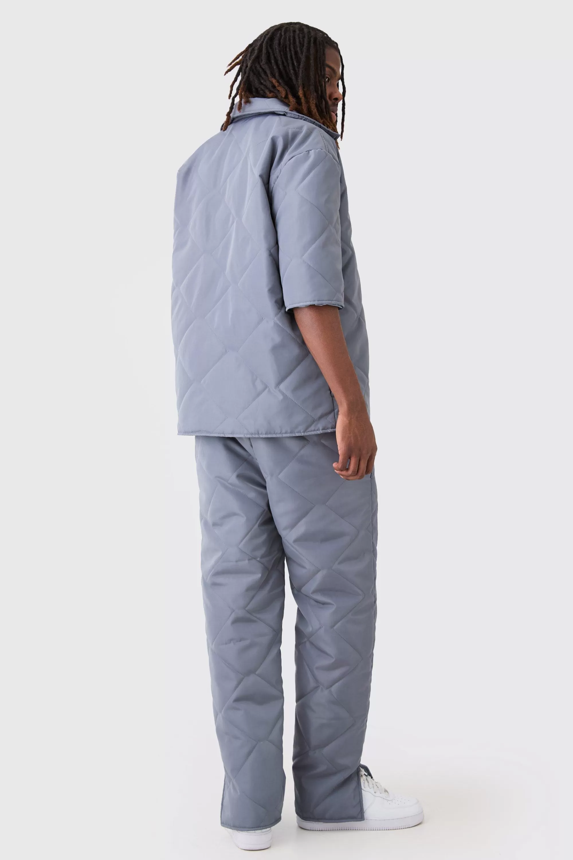 boohooMAN Oversized Short Sleeve Quilted Set | UK