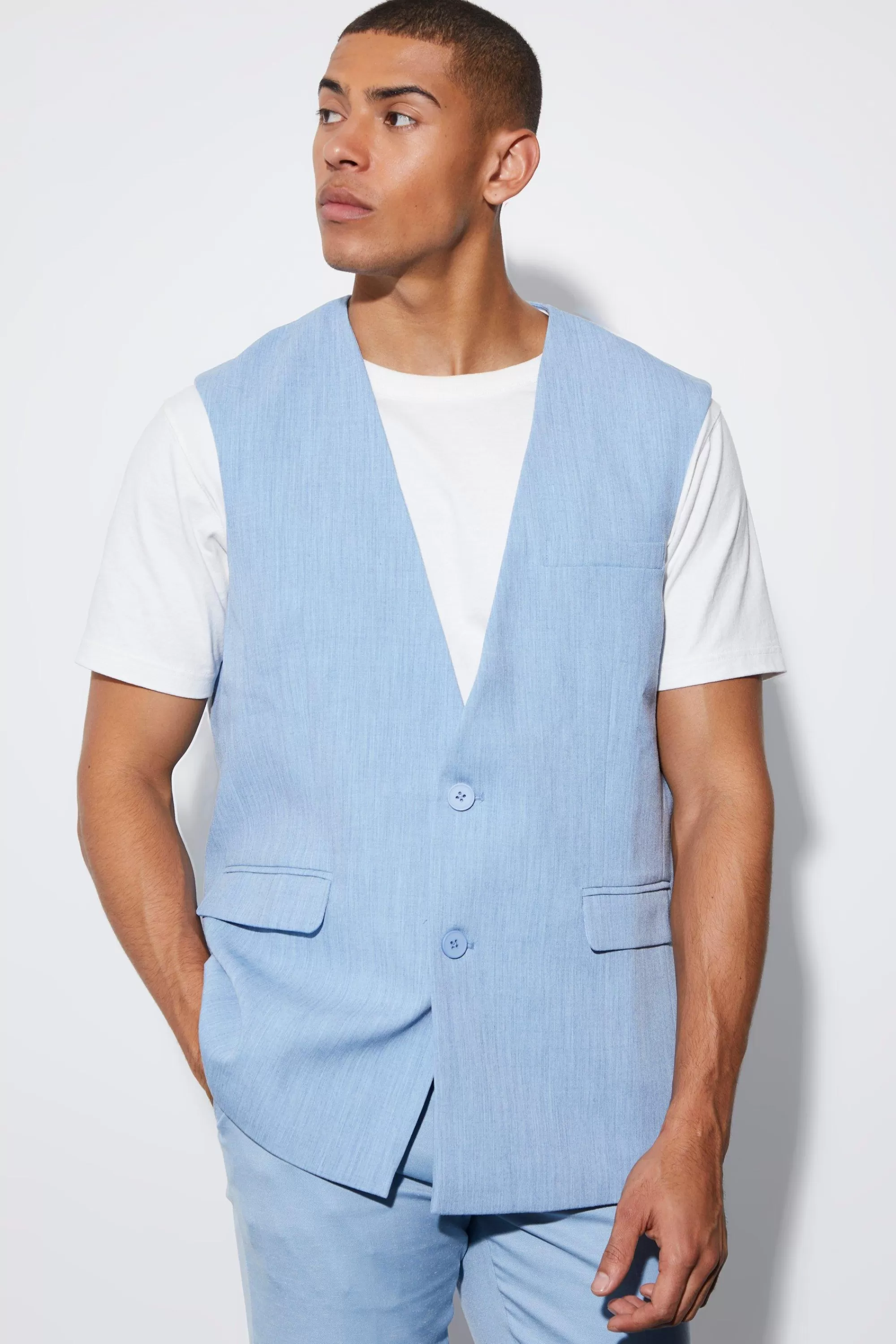 boohooMAN Oversized Single Breasted Blazer Vest | UK
