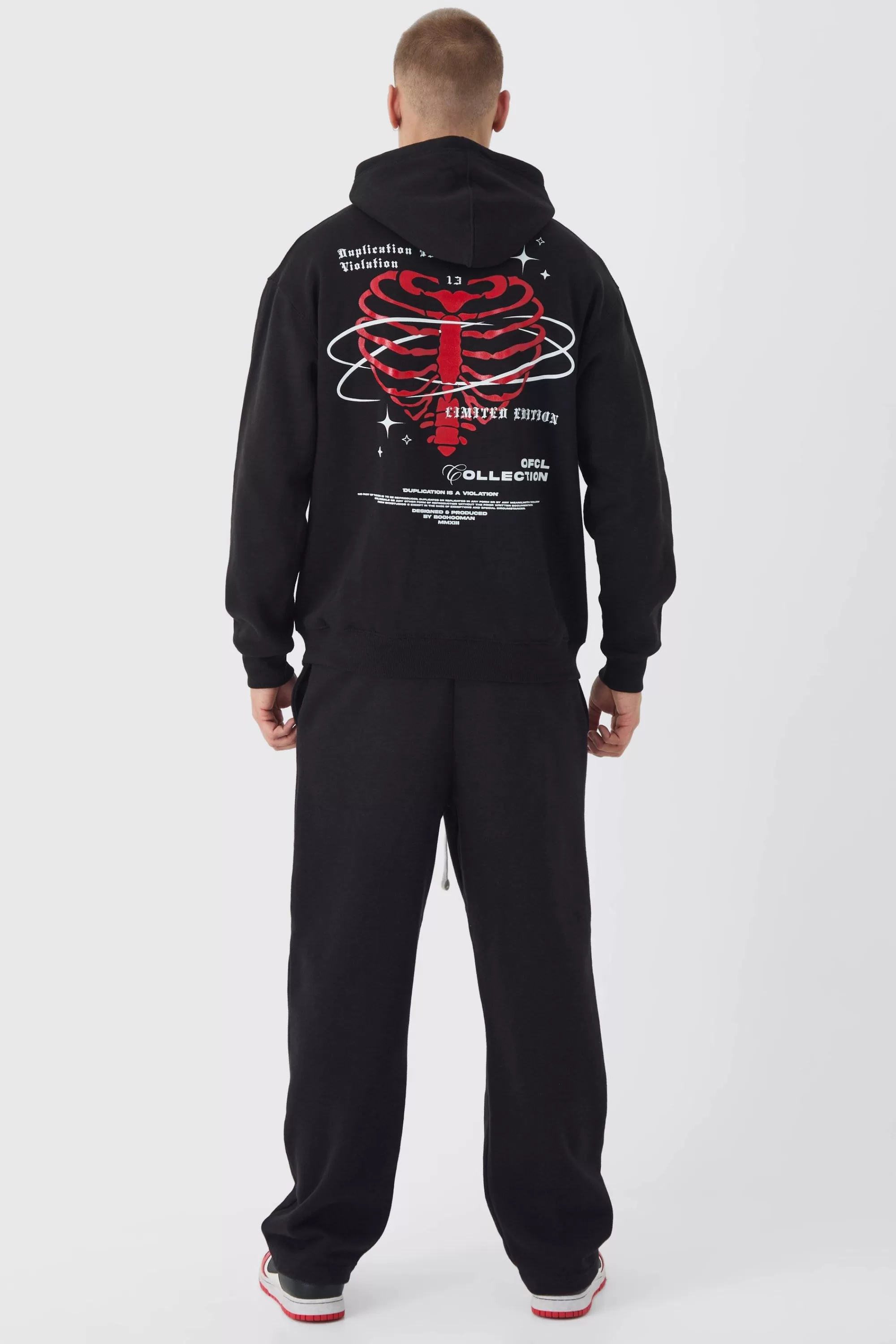 boohooMAN Oversized Skeleton Heart Back Print Hoodie | UK