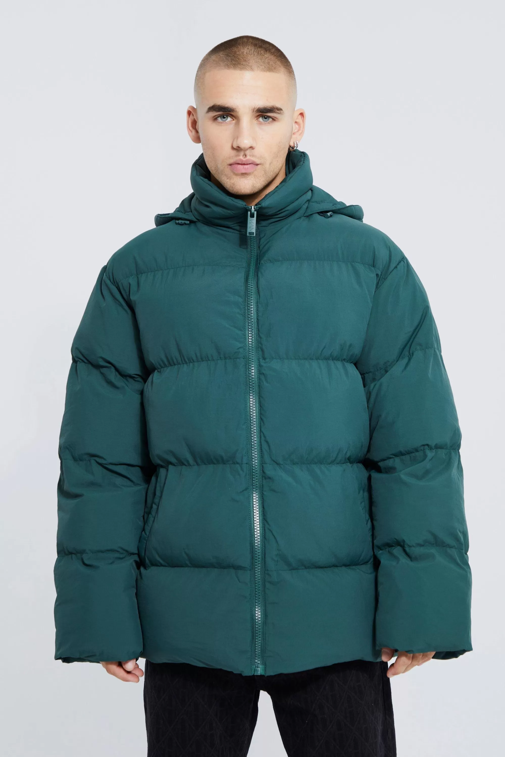 boohooMAN Oversized Soft Hooded Puffer | UK