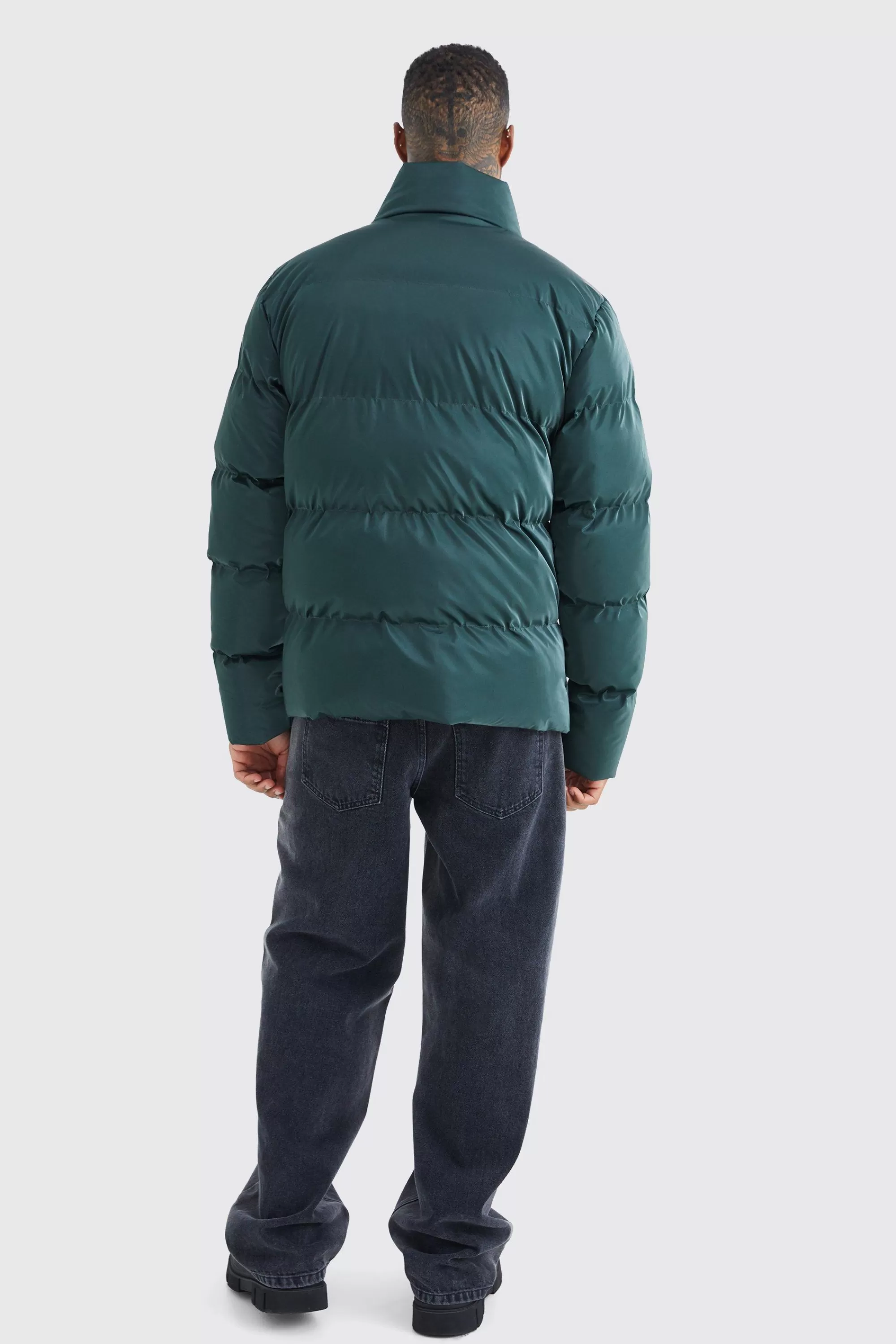 boohooMAN Oversized Soft Sheen Nylon Puffer | UK