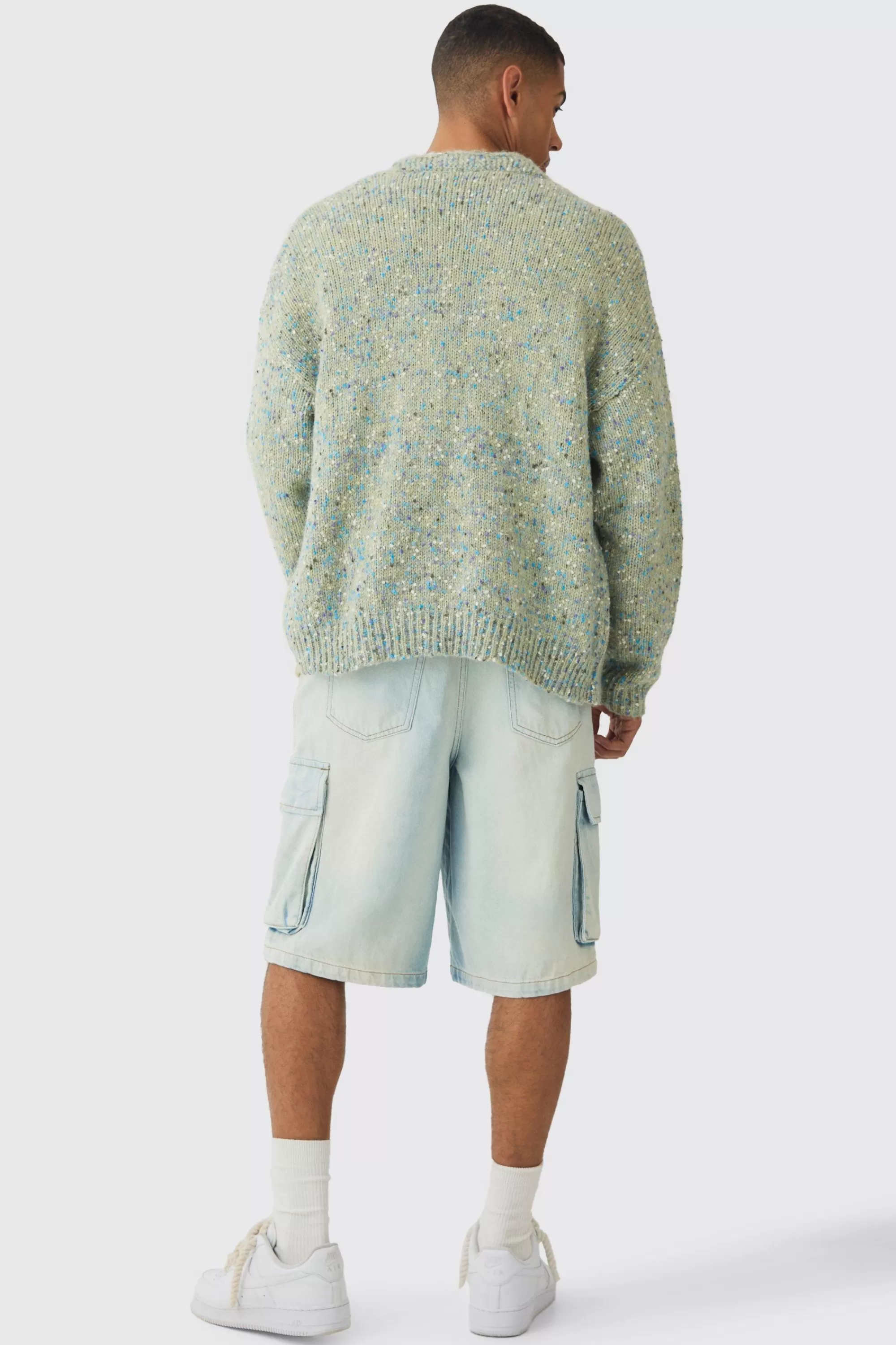 boohooMAN Oversized Textured Brushed Knitted Cardigan | UK